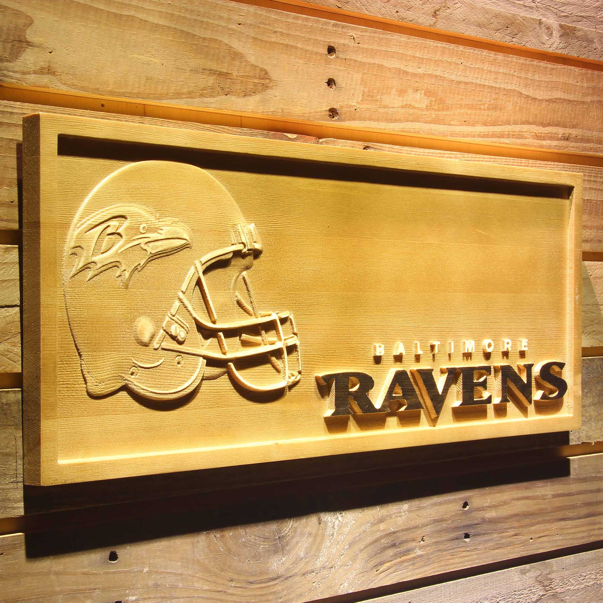 Baltimore Ravens 3D Wooden Engrave Sign