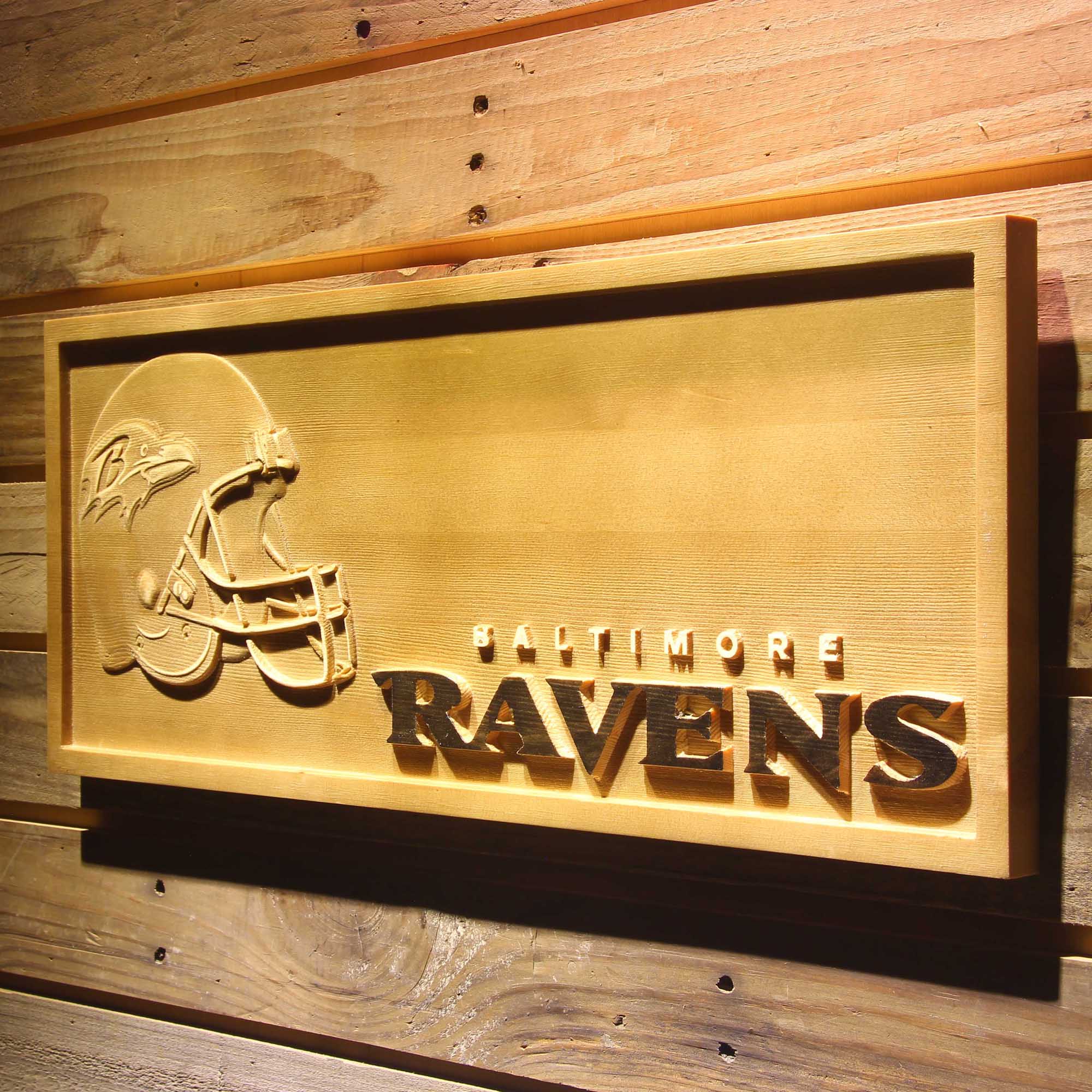Baltimore Ravens 3D Wooden Engrave Sign