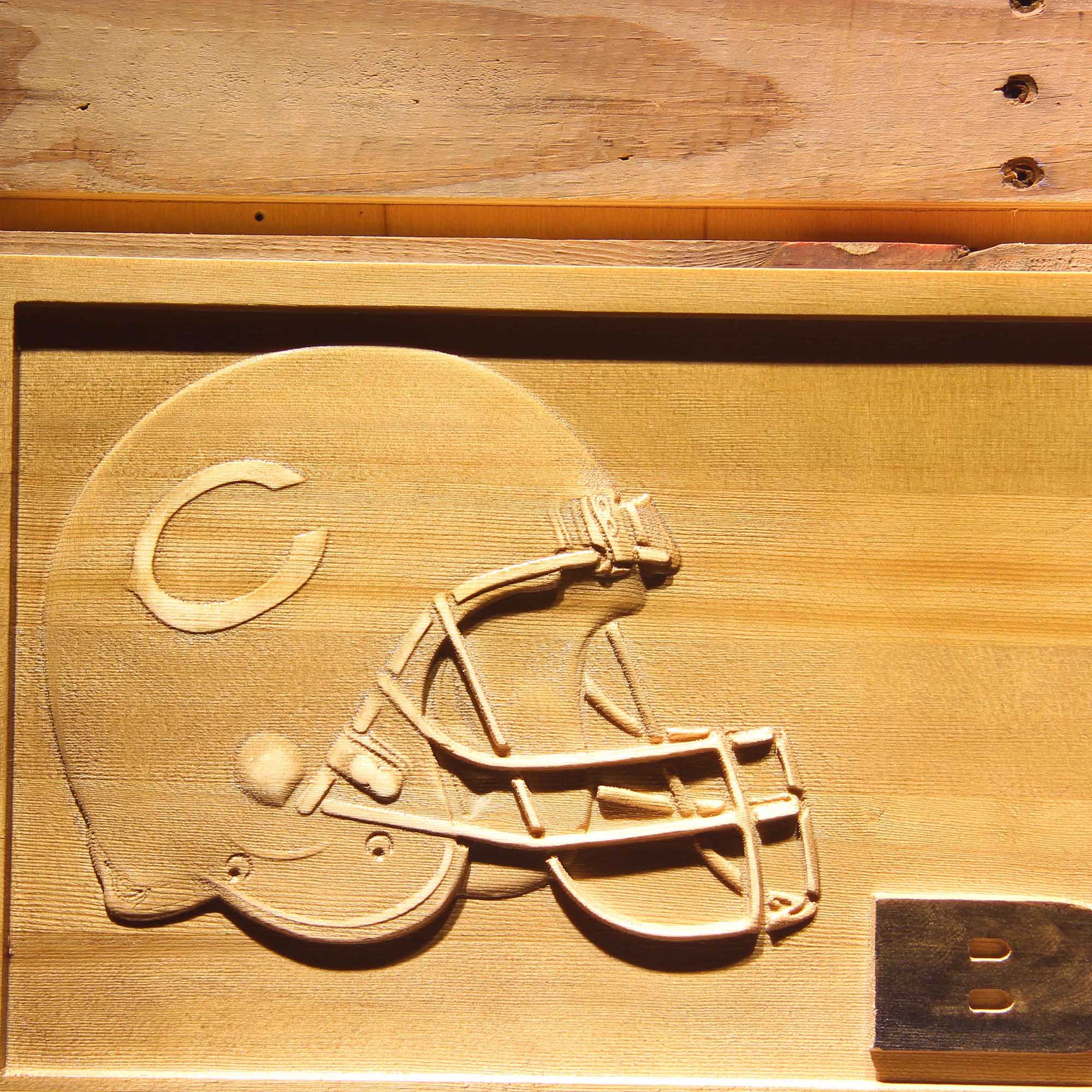 Chicago Bears Helmet 3D Wooden Engrave Sign