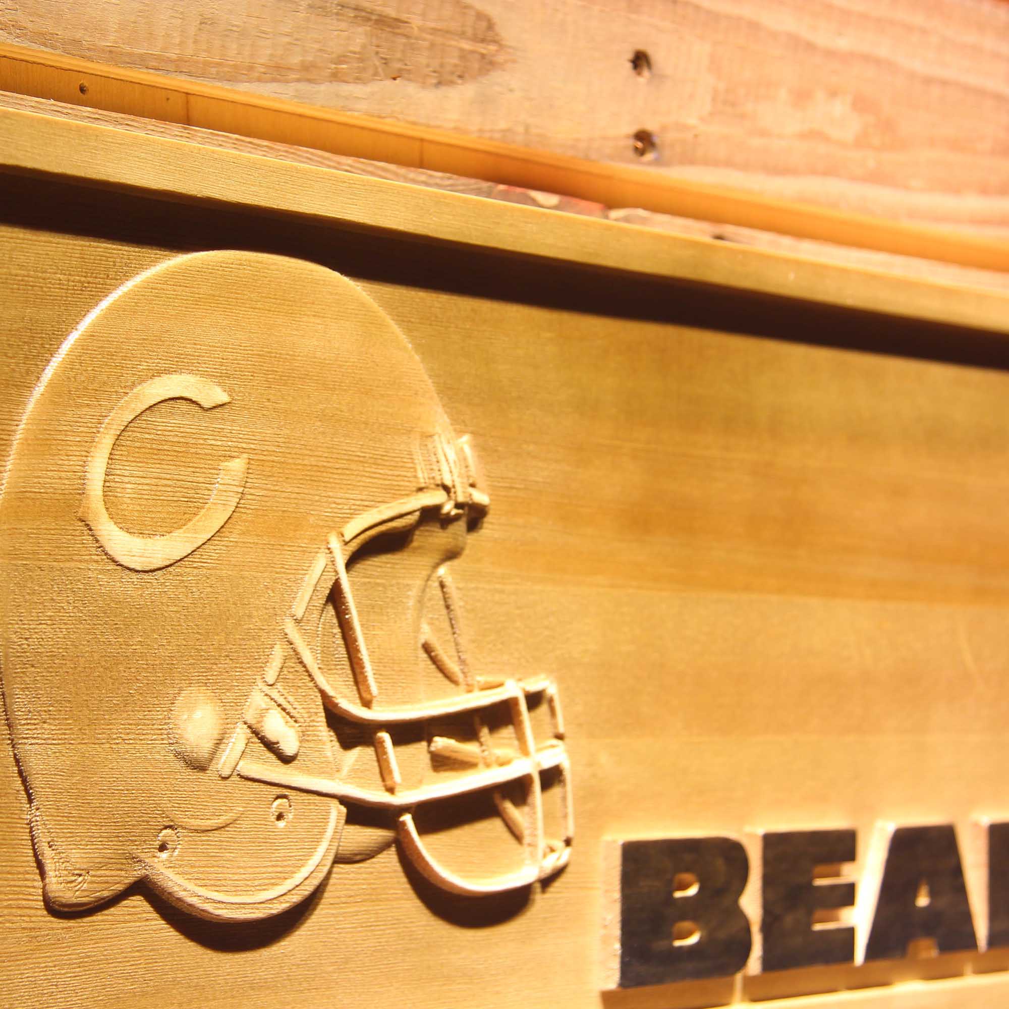 Chicago Bears Helmet 3D Wooden Engrave Sign