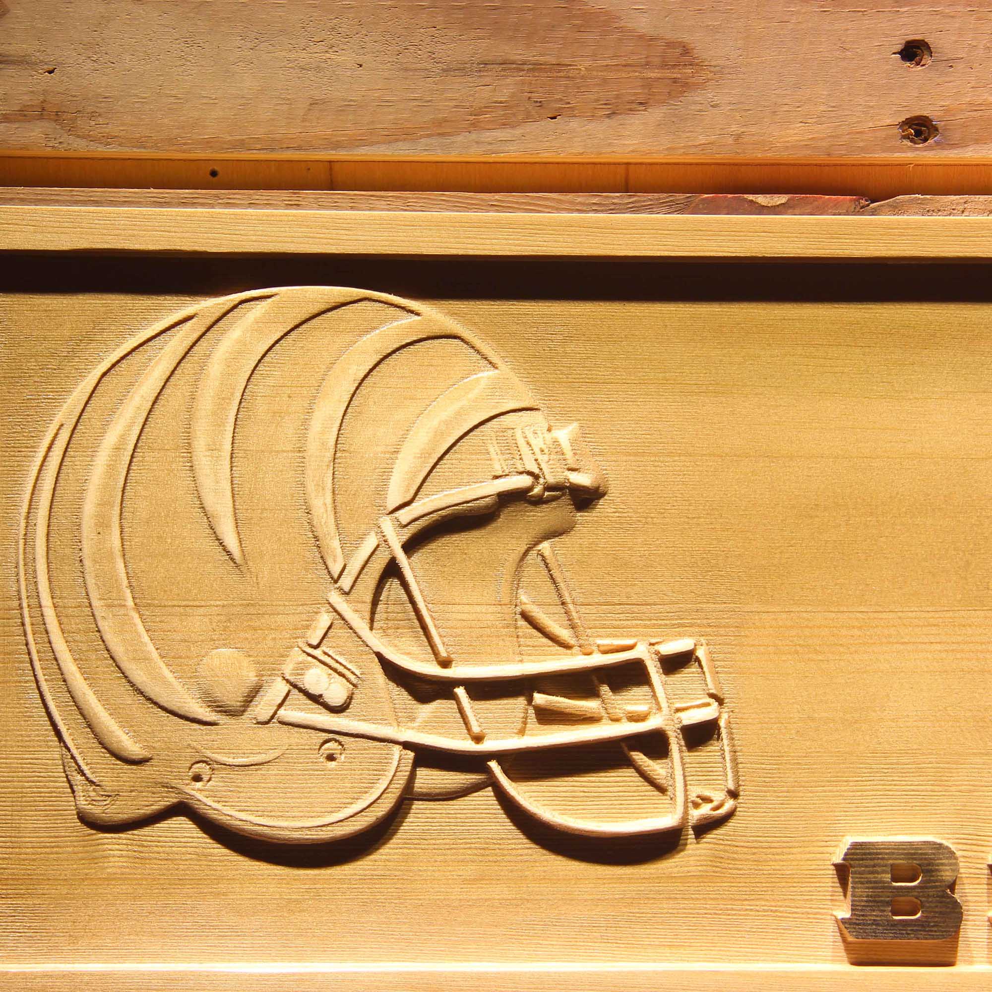 Cincinnati Bengals Helmet 3D Wooden Engrave Sign