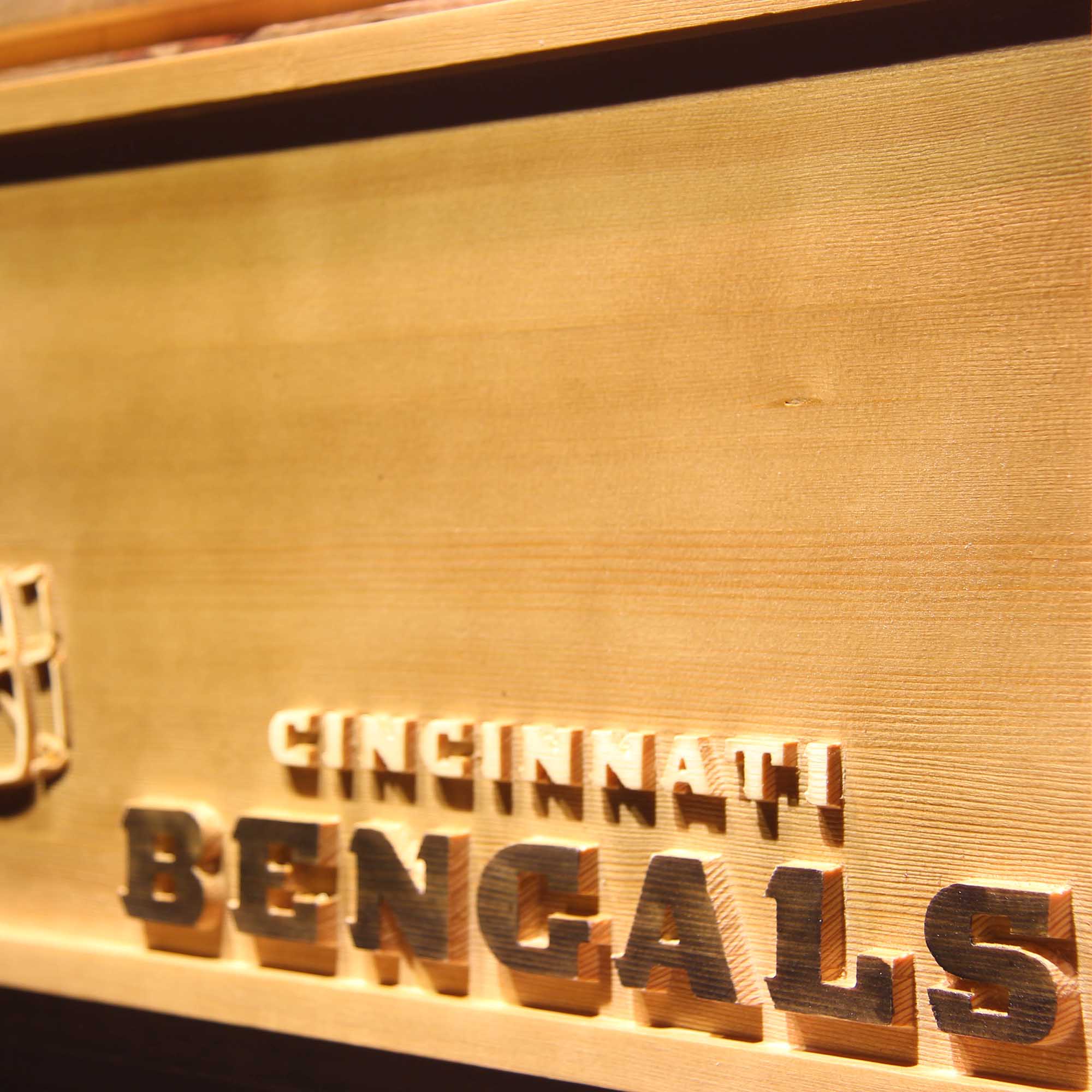 Cincinnati Bengals Helmet 3D Wooden Engrave Sign