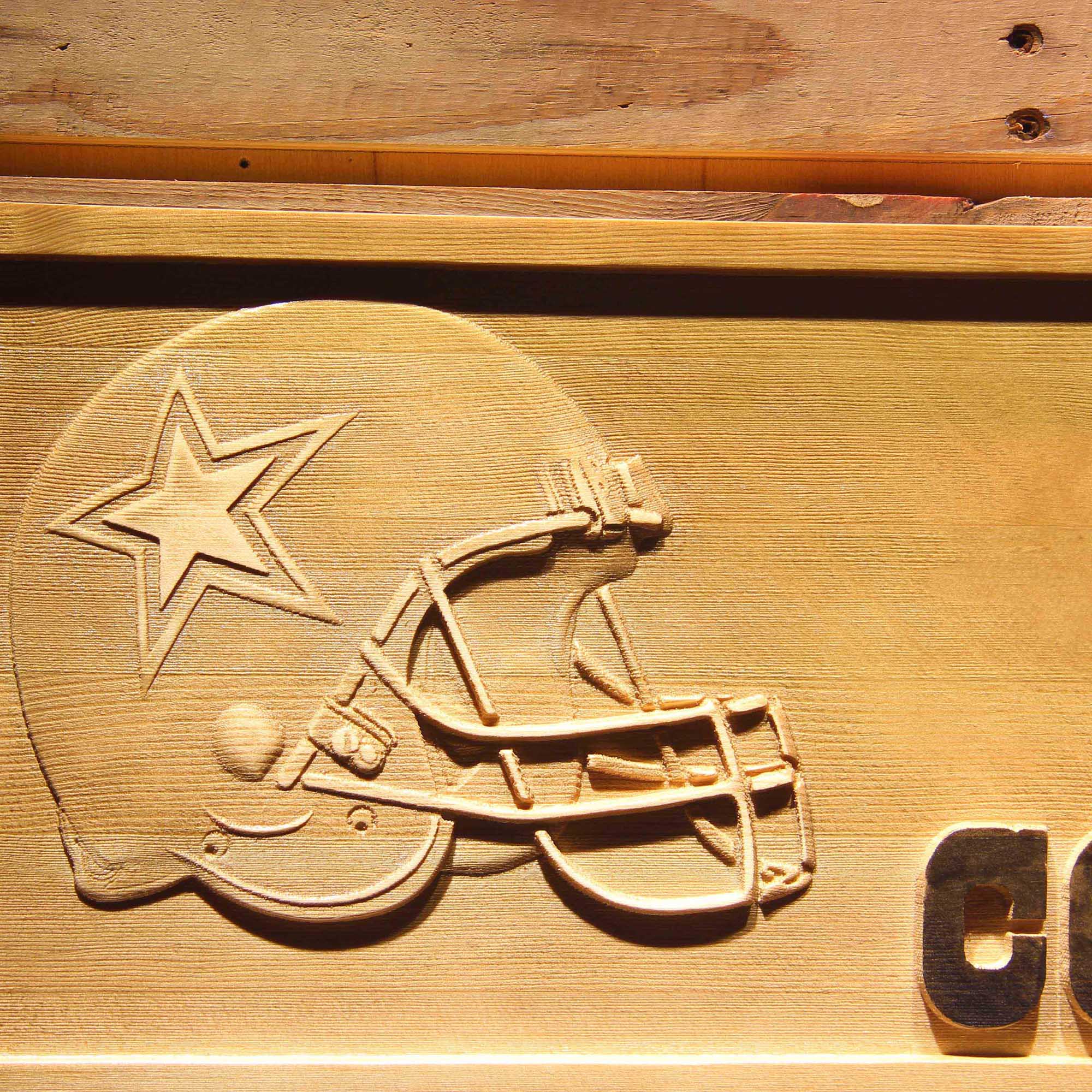 Dallas Cowboys Helmet 3D Wooden Engrave Sign