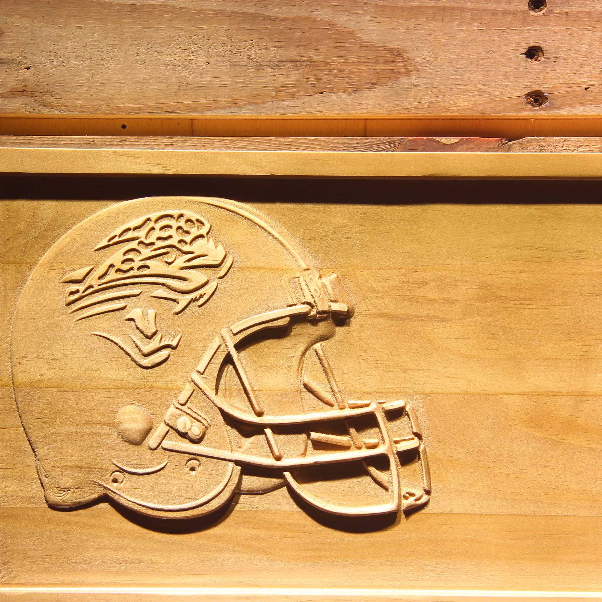 Jacksonville Jaguars Helmet 3D Wooden Engrave Sign