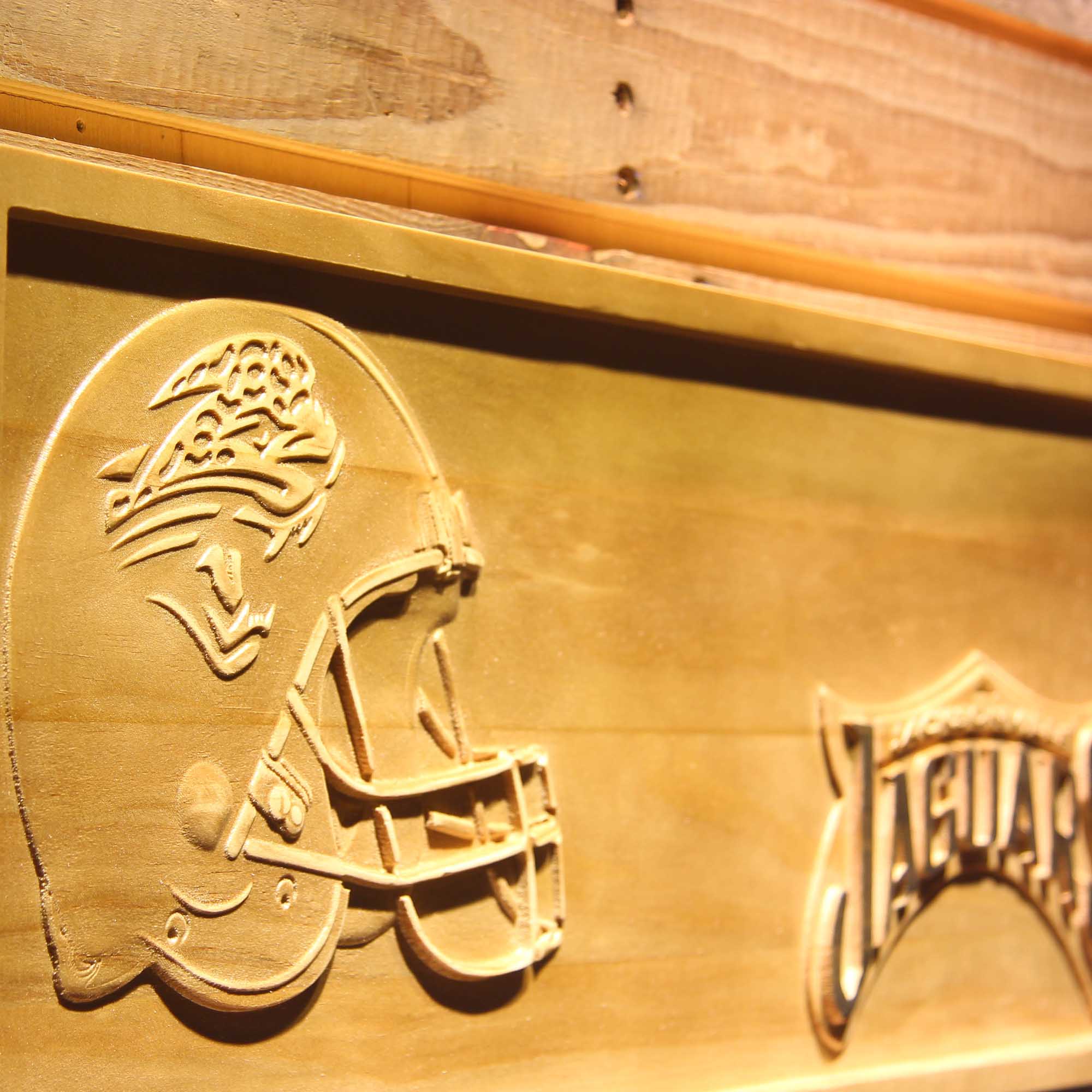Jacksonville Jaguars Helmet 3D Wooden Engrave Sign