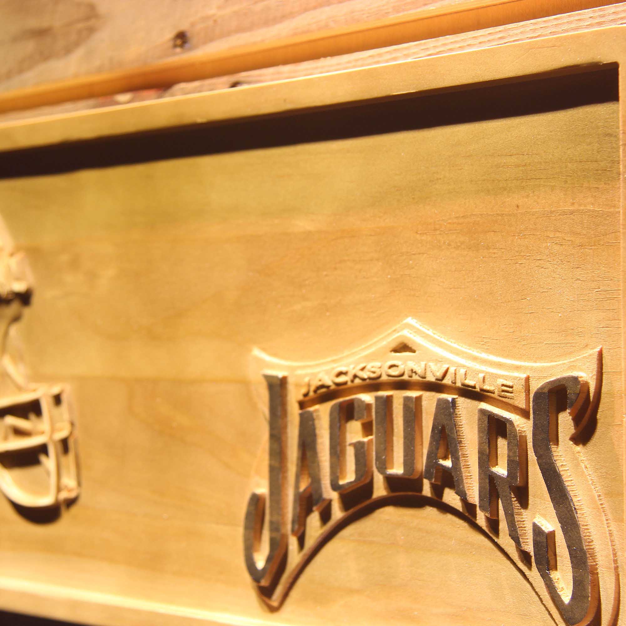 Jacksonville Jaguars Helmet 3D Wooden Engrave Sign
