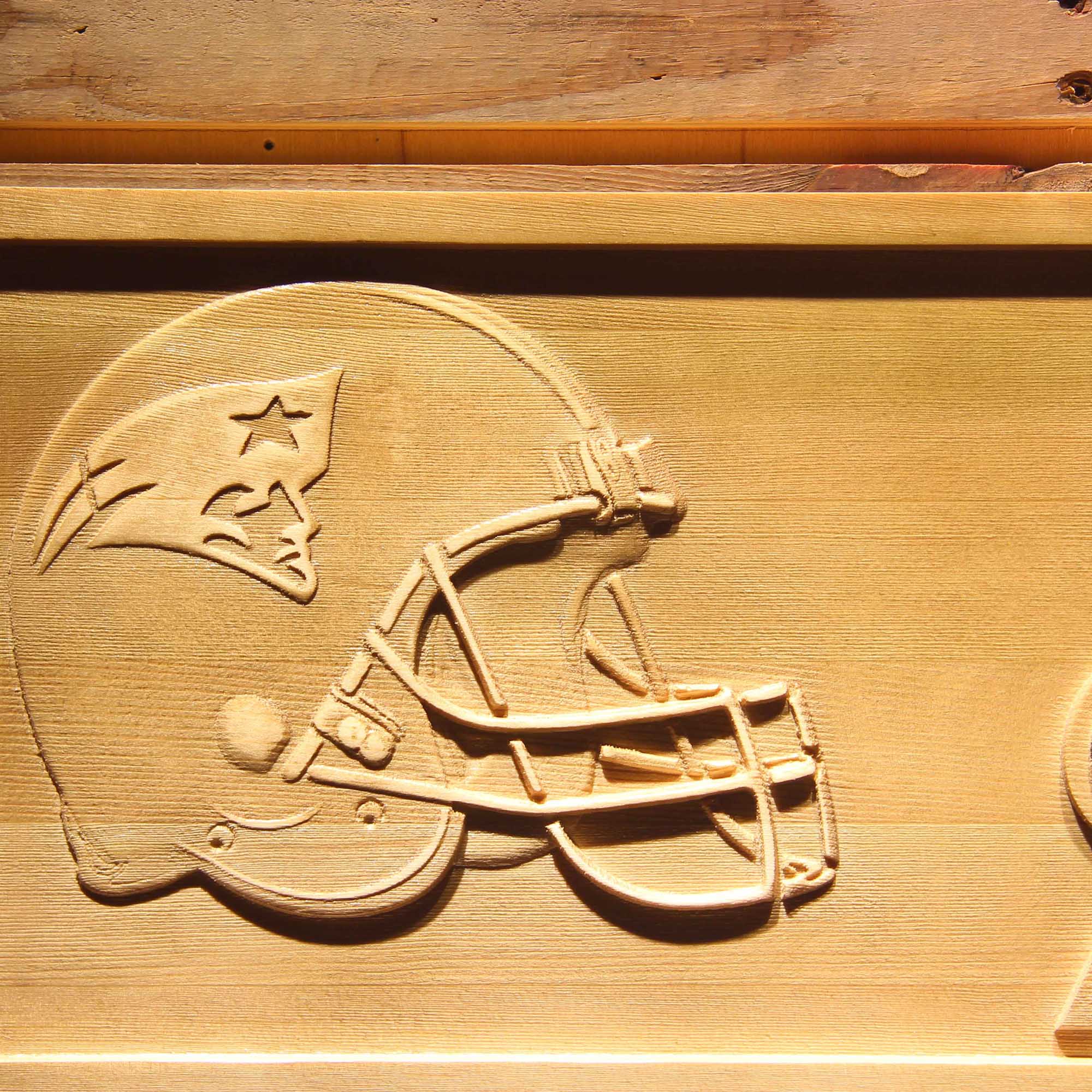 New England Patriots Helmet 3D Wooden Engrave Sign