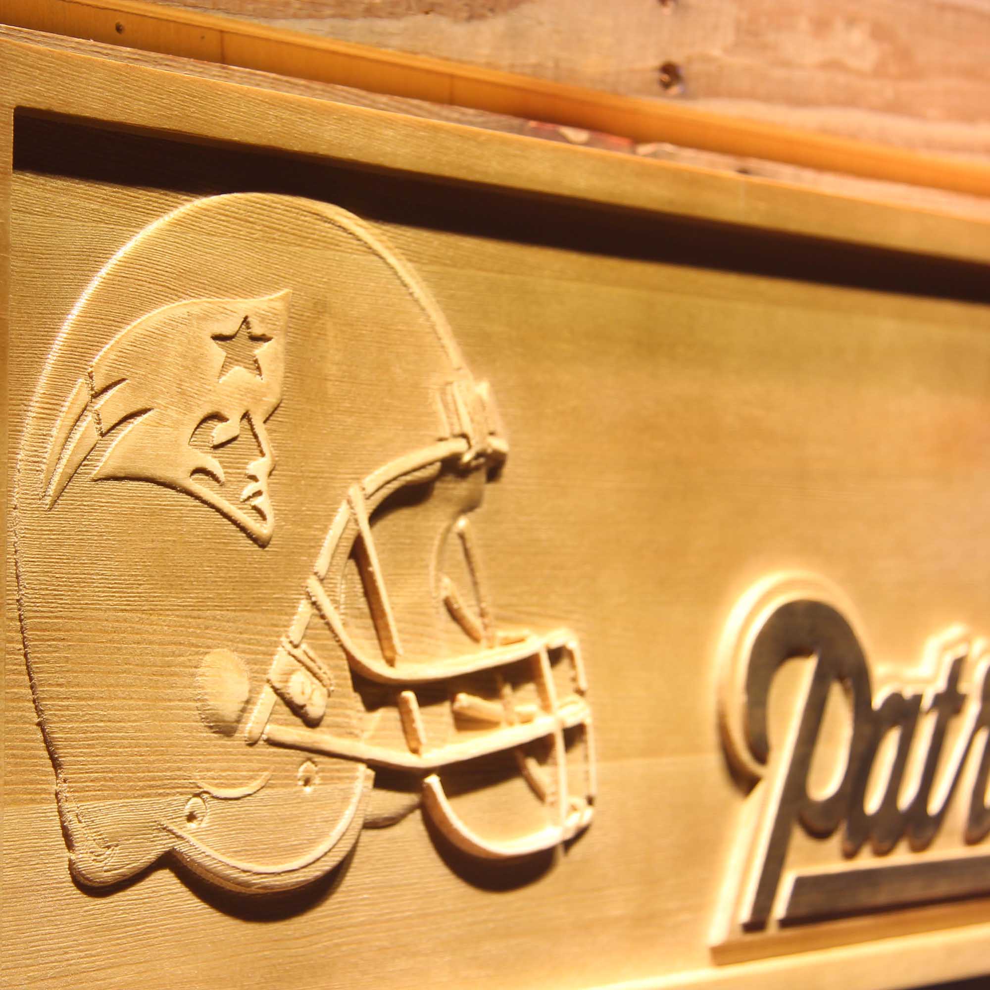 New England Patriots Helmet 3D Wooden Engrave Sign