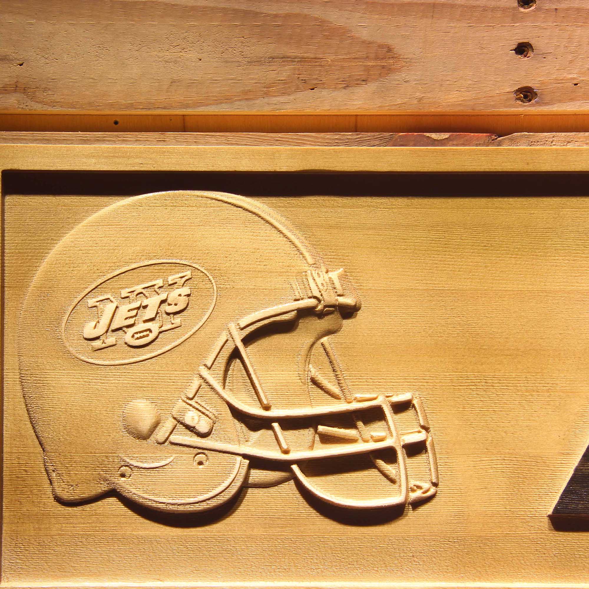 New York Jets Helmet 3D Wooden Engrave Sign
