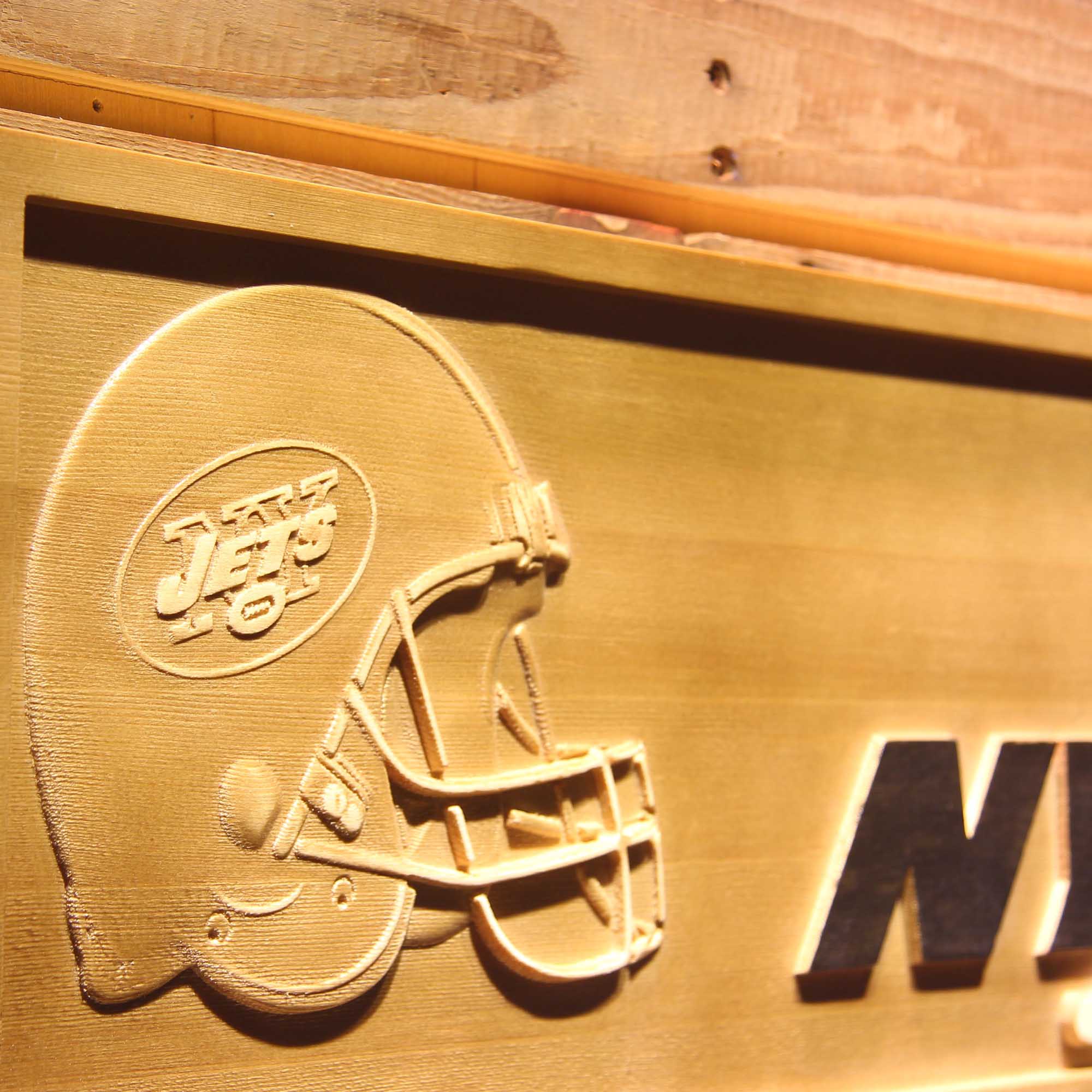 New York Jets Helmet 3D Wooden Engrave Sign