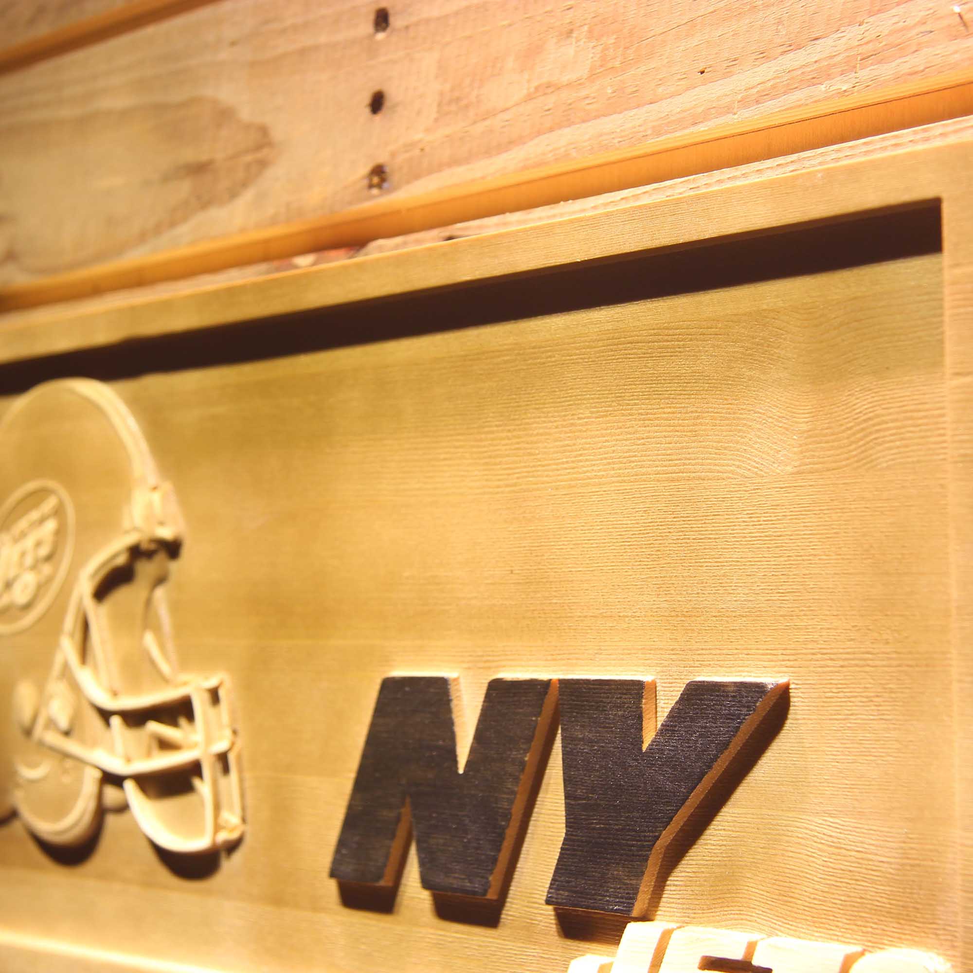New York Jets Helmet 3D Wooden Engrave Sign