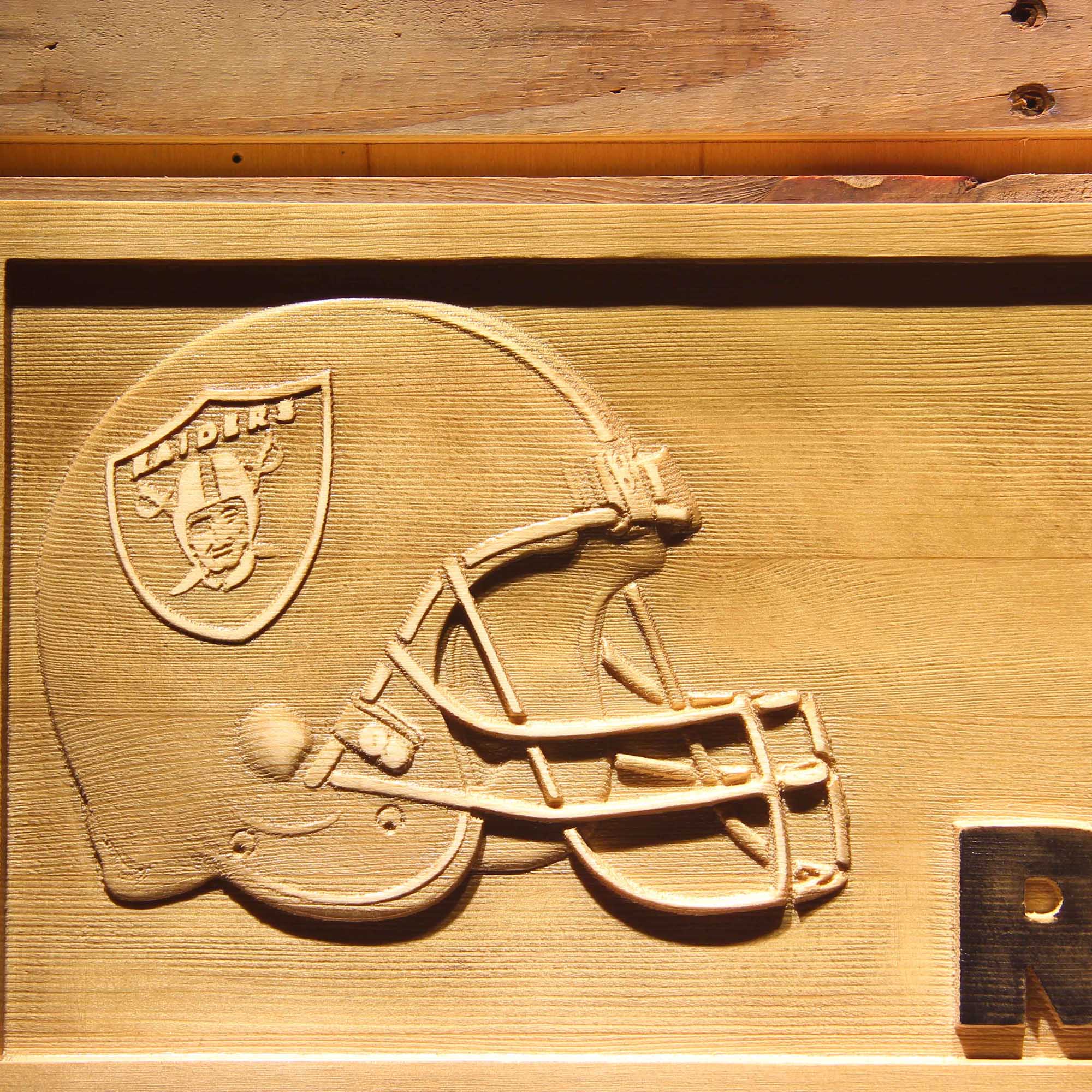 Oakland Raiders Helmet 3D Wooden Engrave Sign