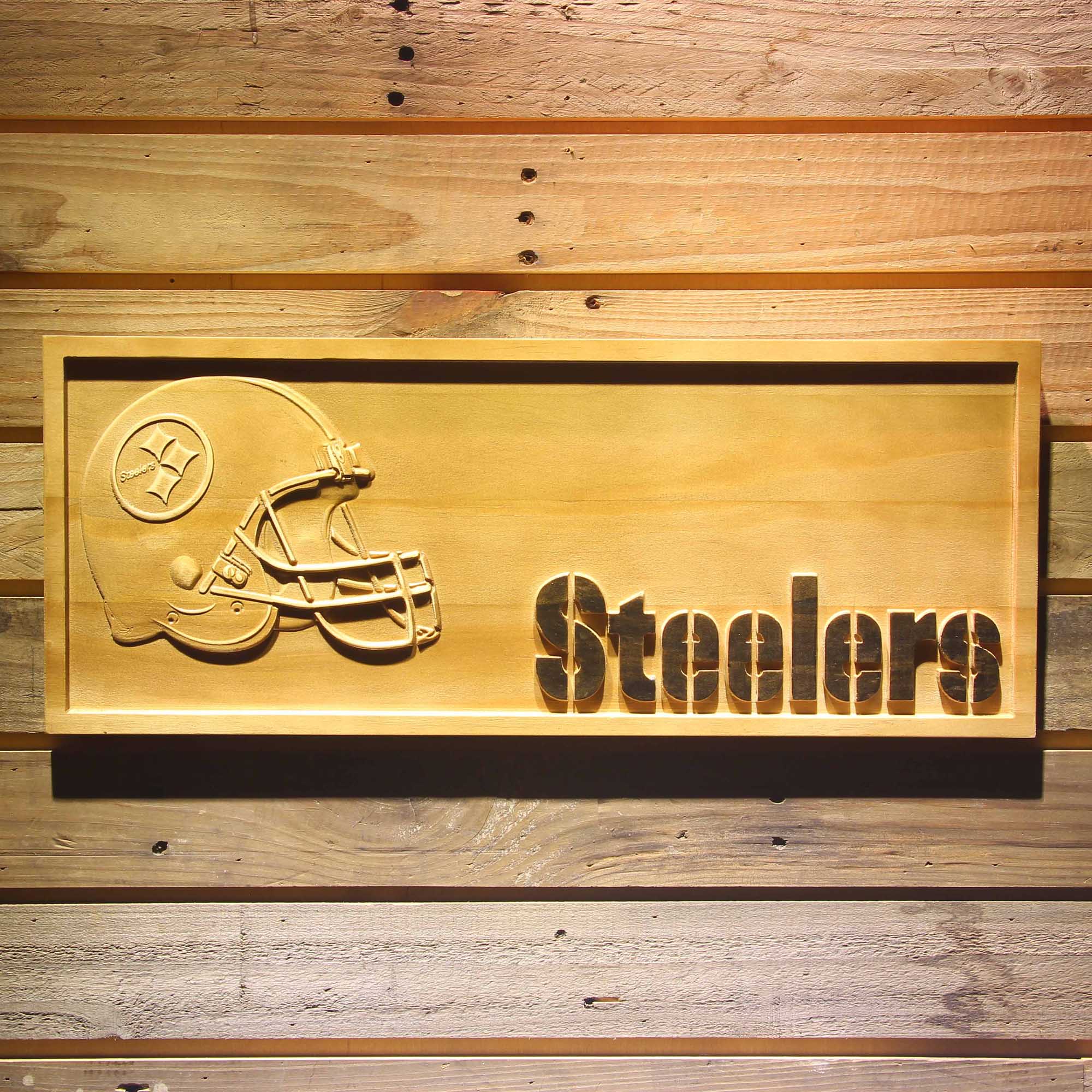 Pittsburgh Steelers Football 3D Wooden Engrave Sign