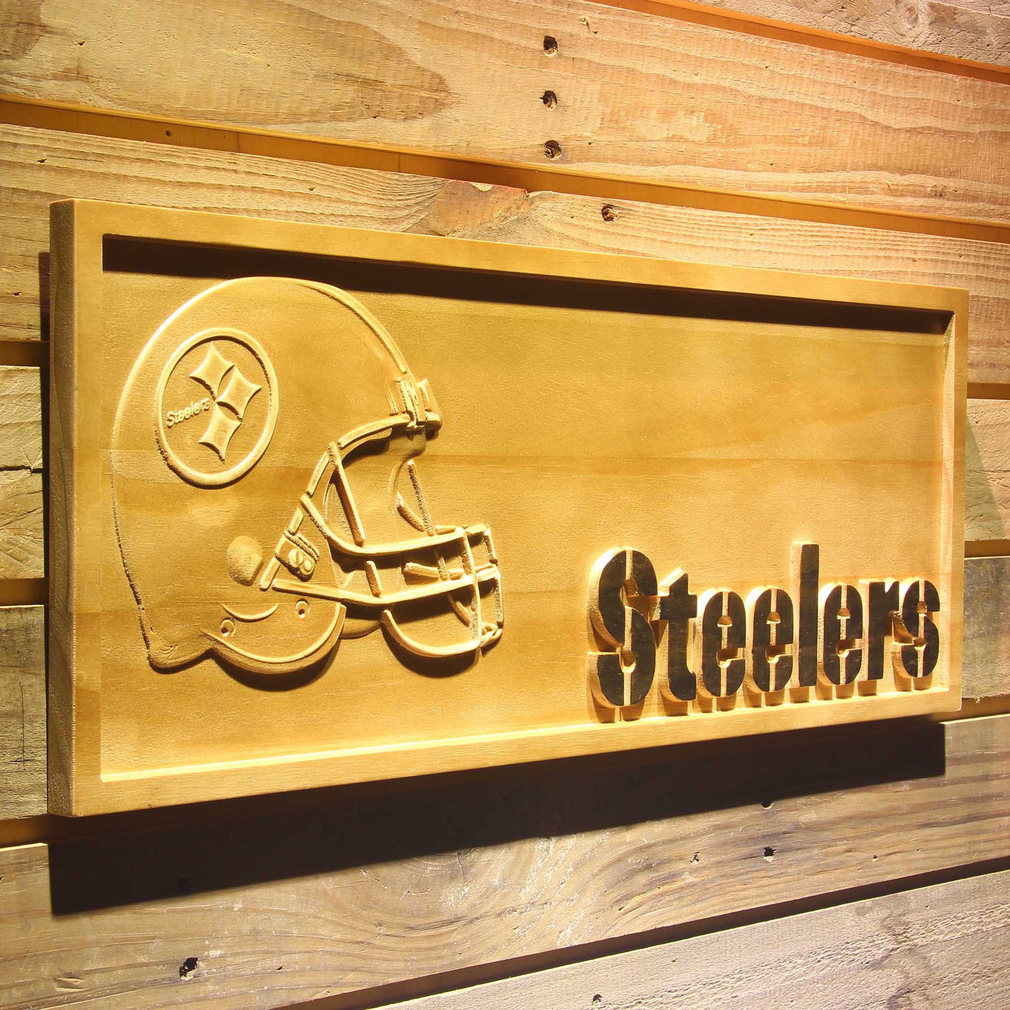 Pittsburgh Steelers Football 3D Wooden Engrave Sign