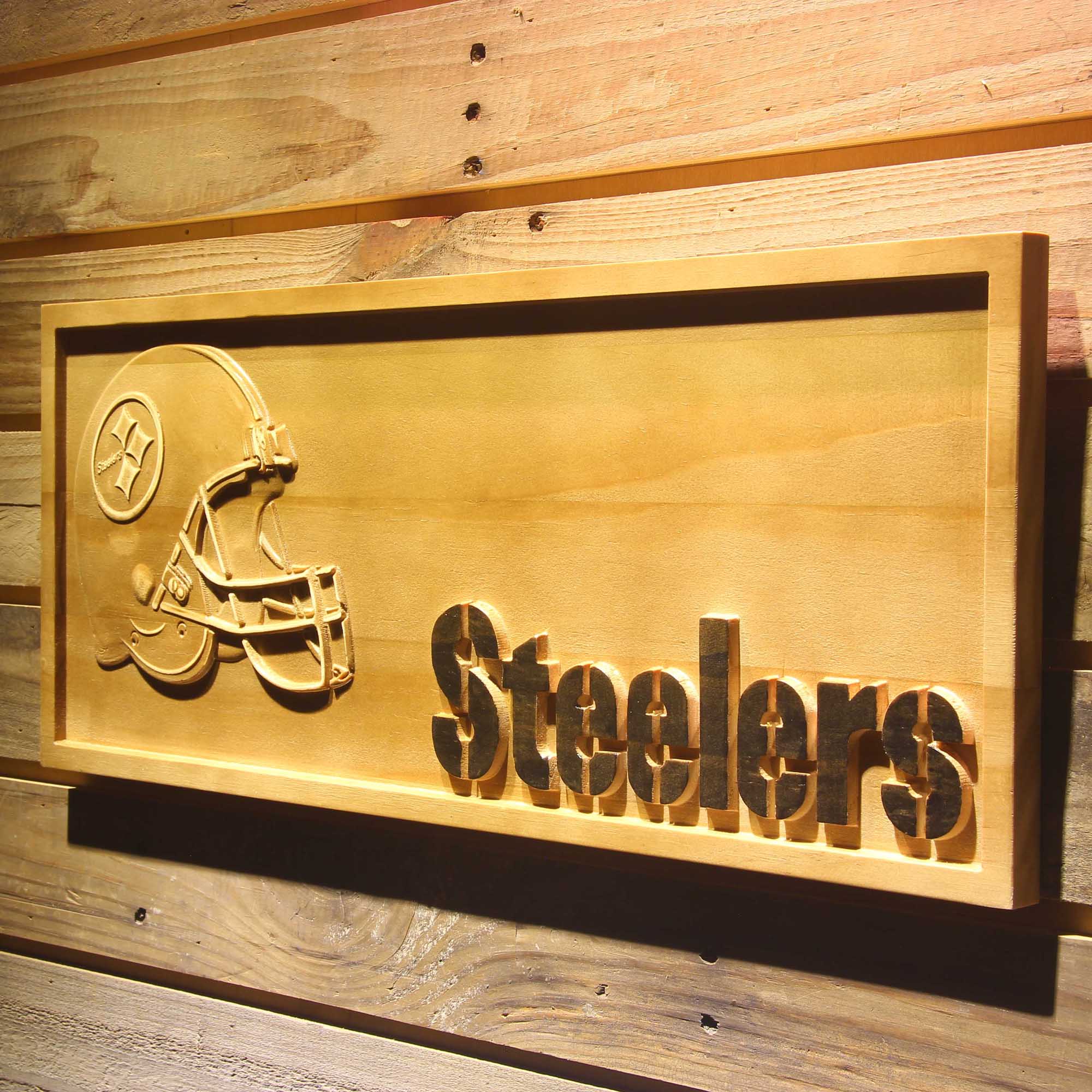 Pittsburgh Steelers Football 3D Wooden Engrave Sign