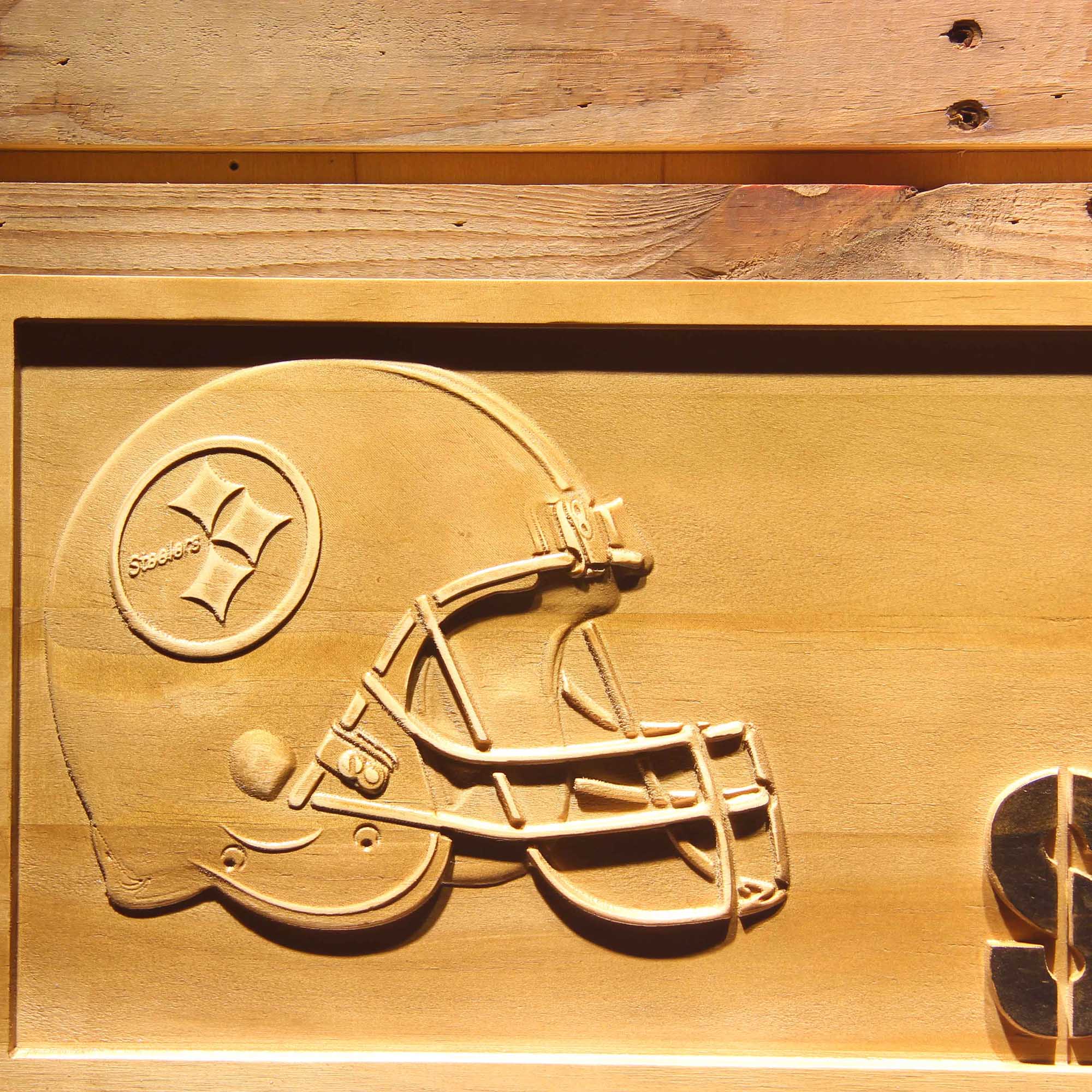 Pittsburgh Steelers Football 3D Wooden Engrave Sign