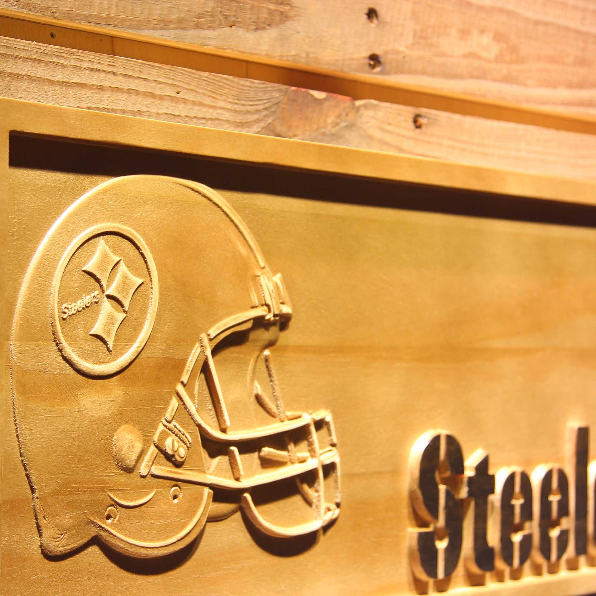 Pittsburgh Steelers Football 3D Wooden Engrave Sign