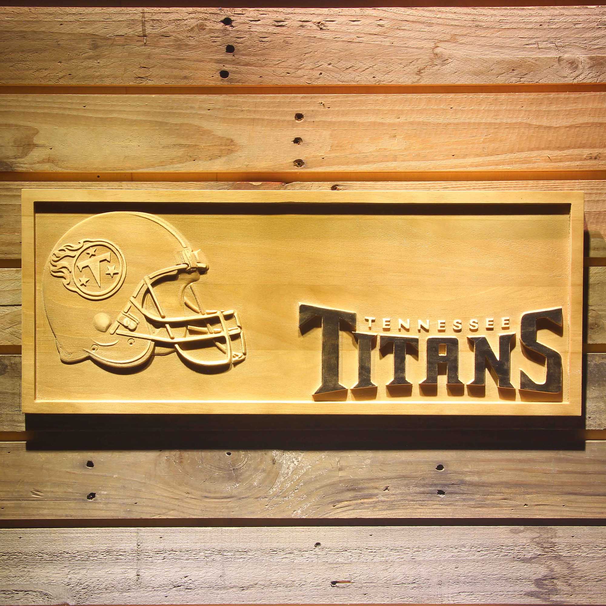 Tennessee Titans Helmet Football 3D Wooden Engrave Sign