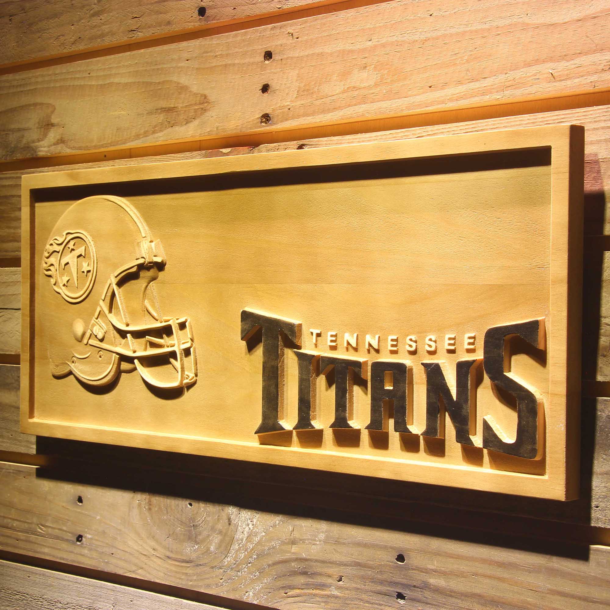 Tennessee Titans Helmet Football 3D Wooden Engrave Sign