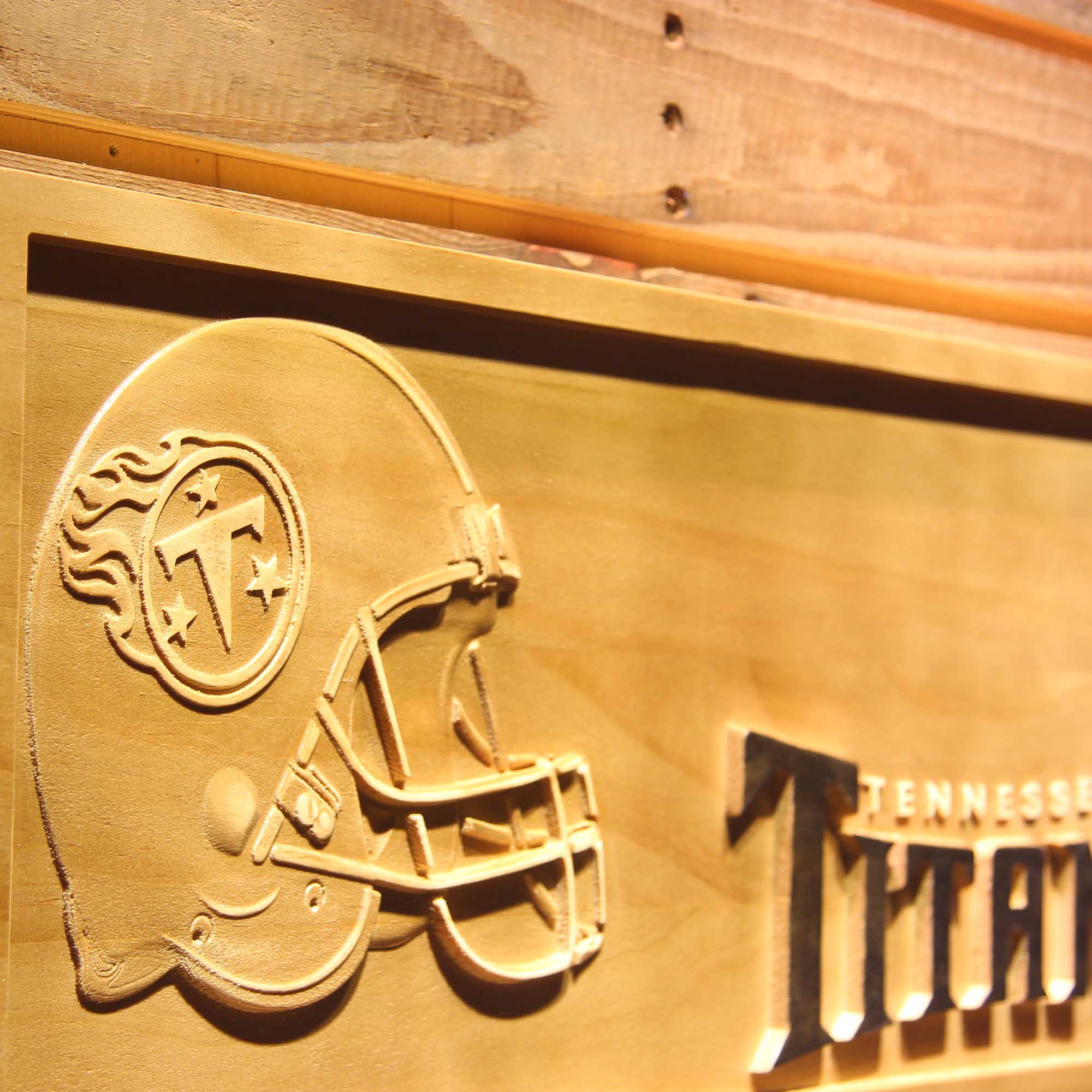 Tennessee Titans Helmet Football 3D Wooden Engrave Sign