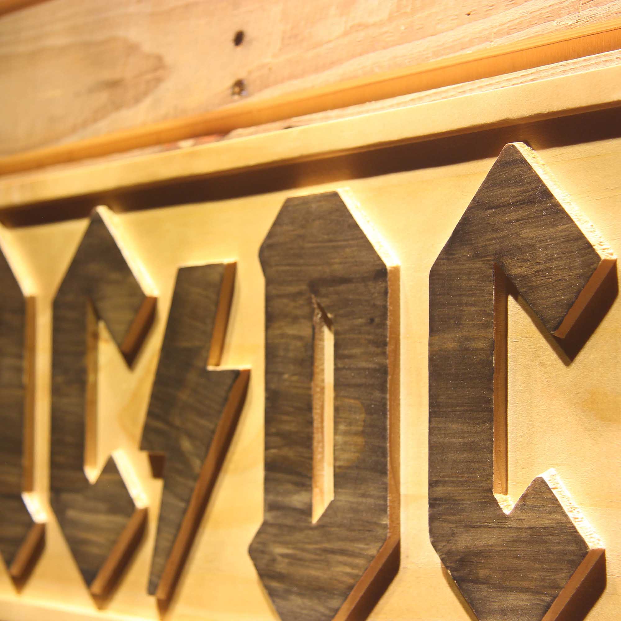 AC/DC Let There Be Rock 3D Wooden Engrave Sign