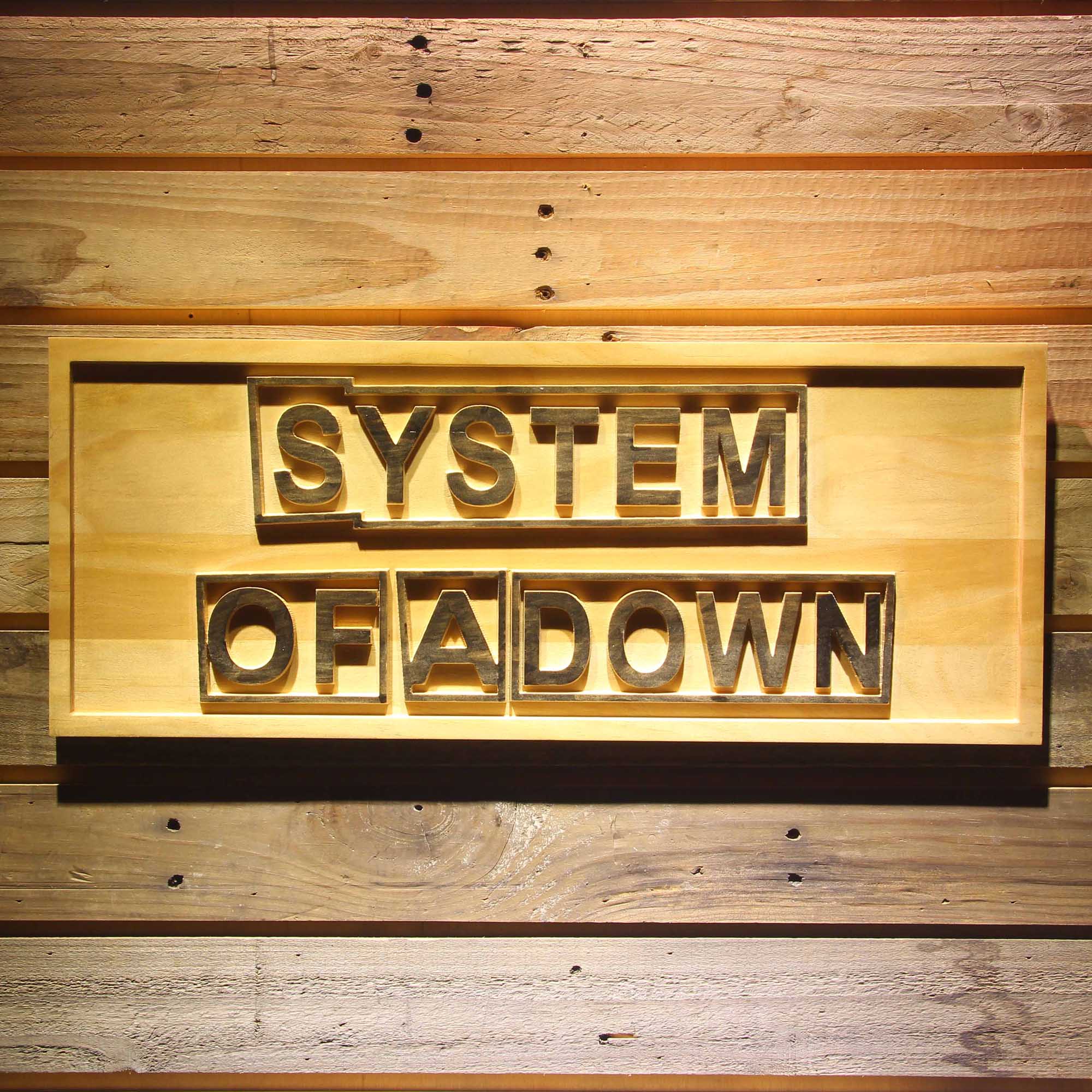 System Of A Down 3D Wooden Engrave Sign