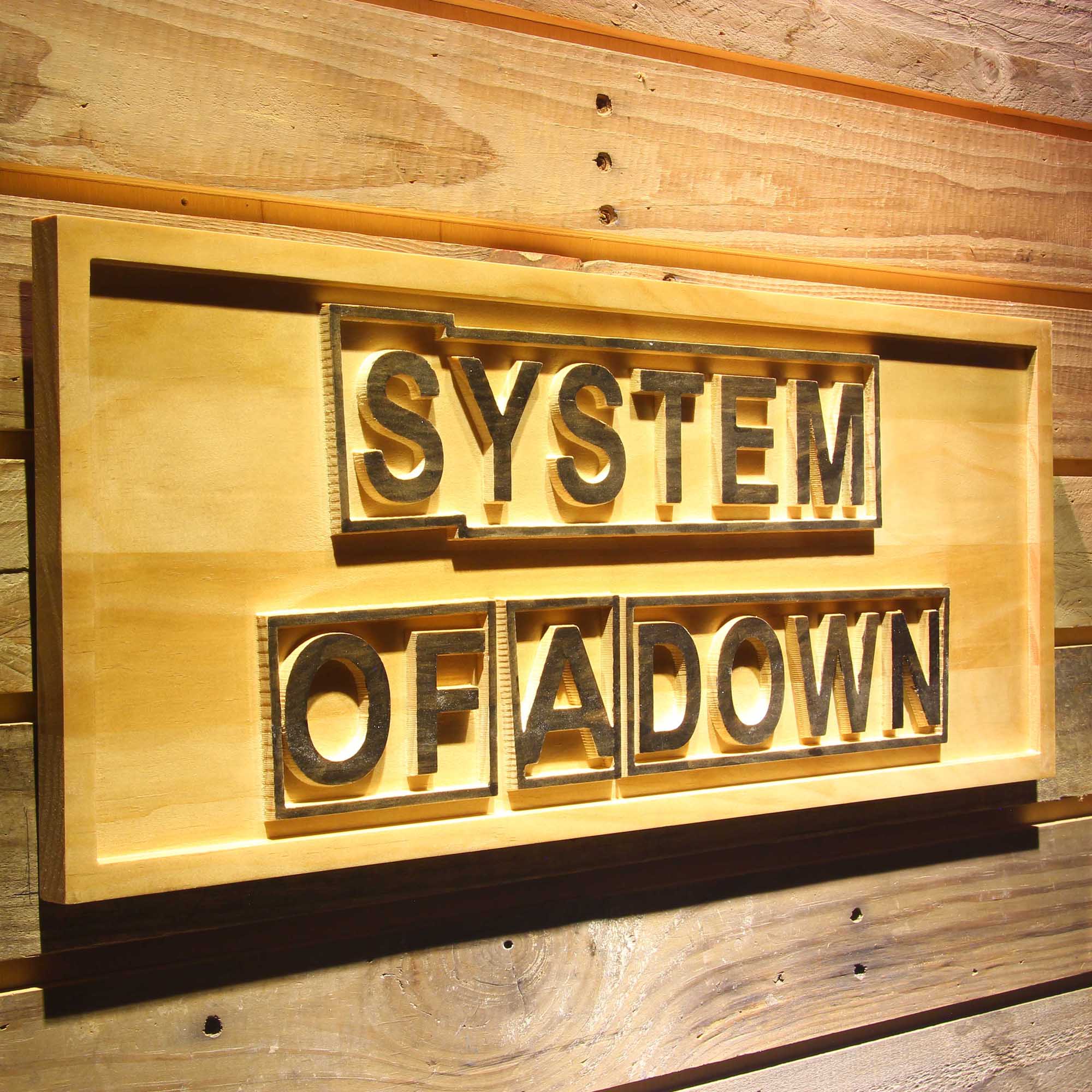 System Of A Down 3D Wooden Engrave Sign