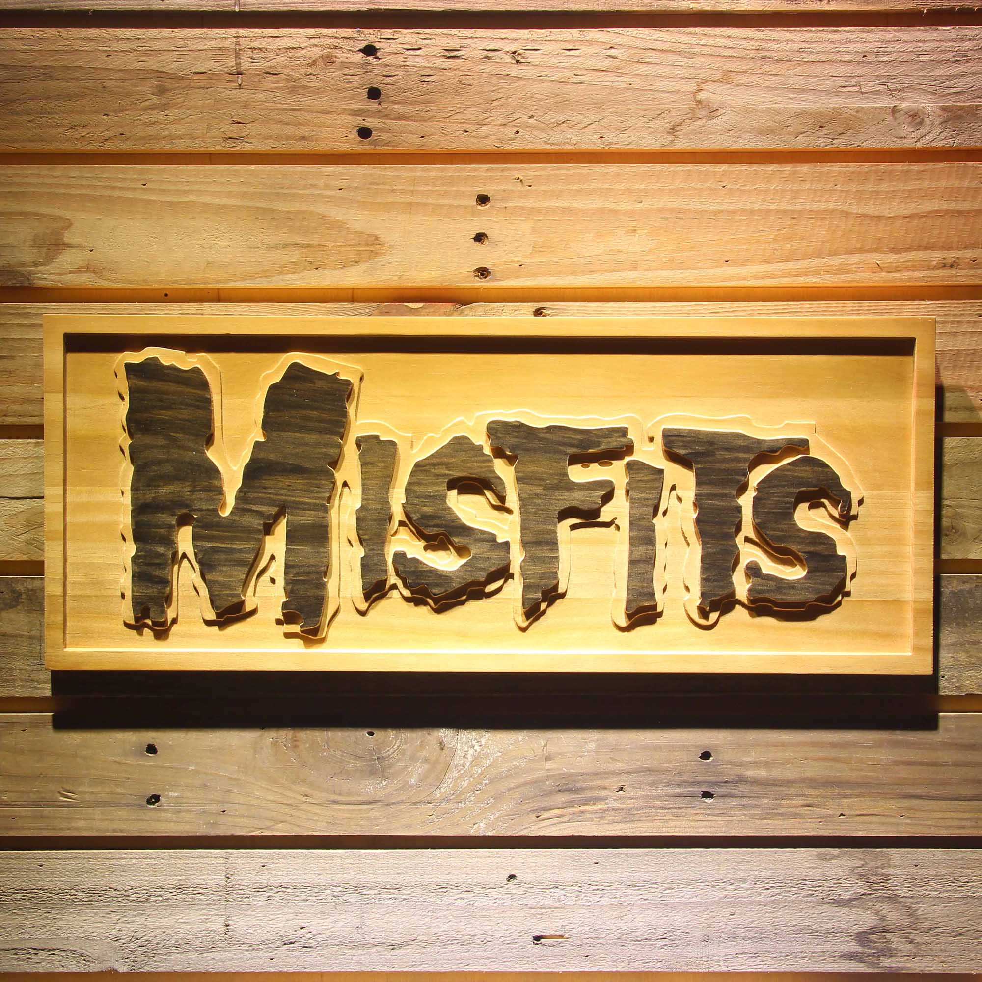 Misfits Comedy 3D Wooden Engrave Sign