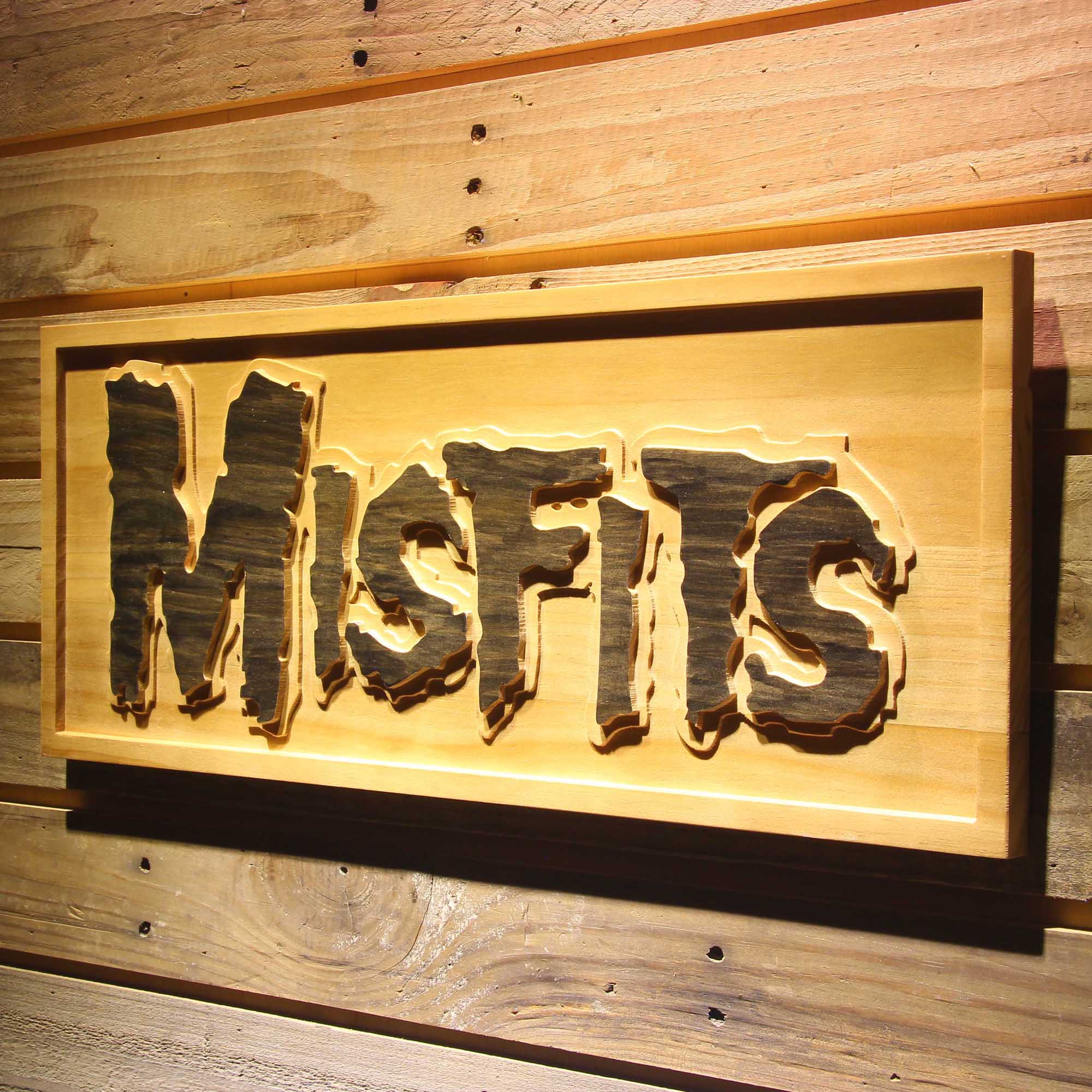 Misfits Comedy 3D Wooden Engrave Sign
