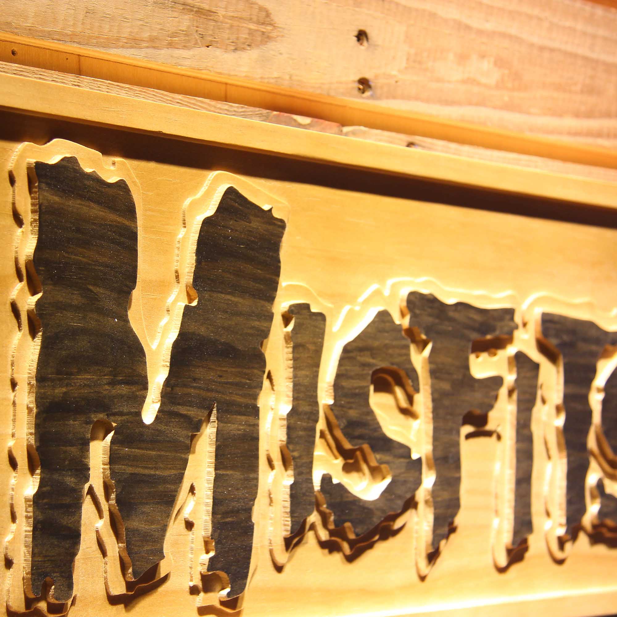 Misfits Comedy 3D Wooden Engrave Sign