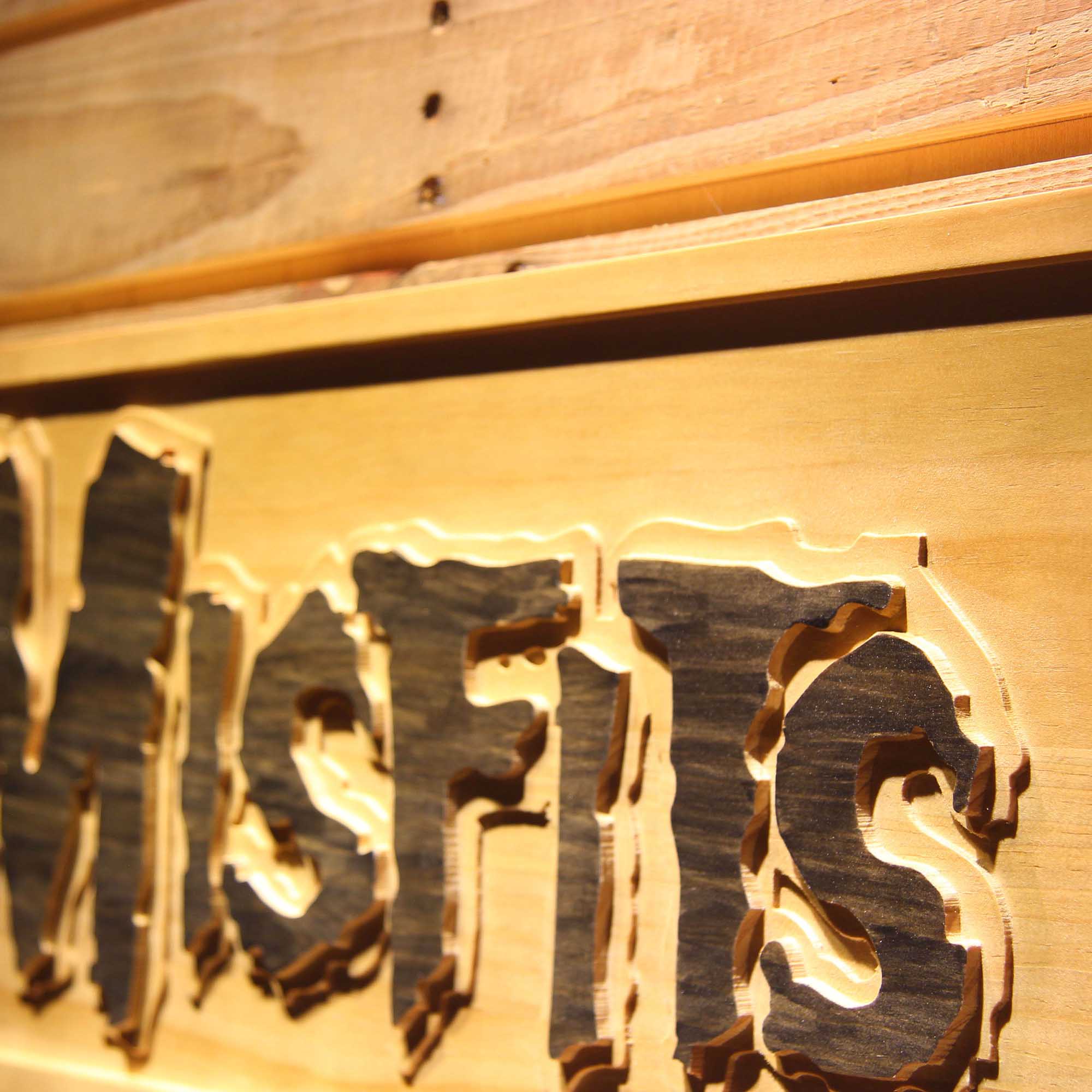 Misfits Comedy 3D Wooden Engrave Sign