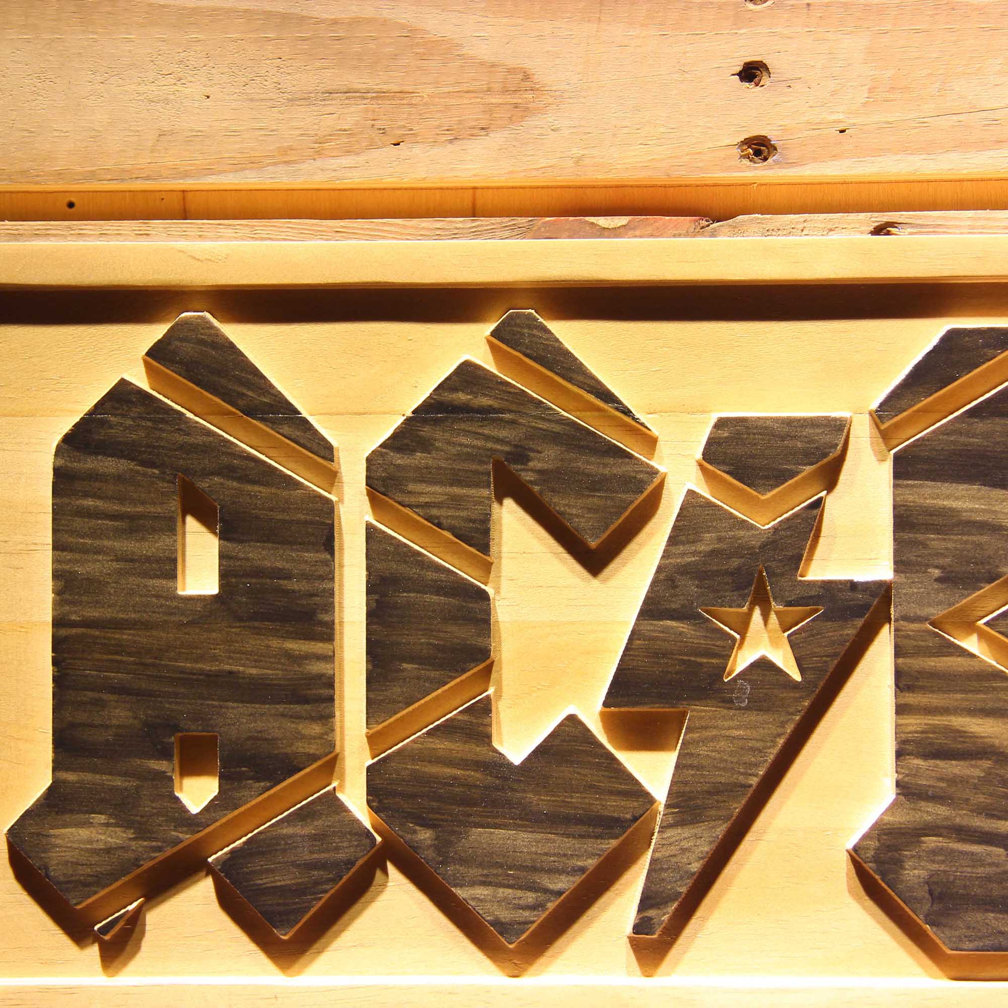 AC/DC 3D Wooden Engrave Sign