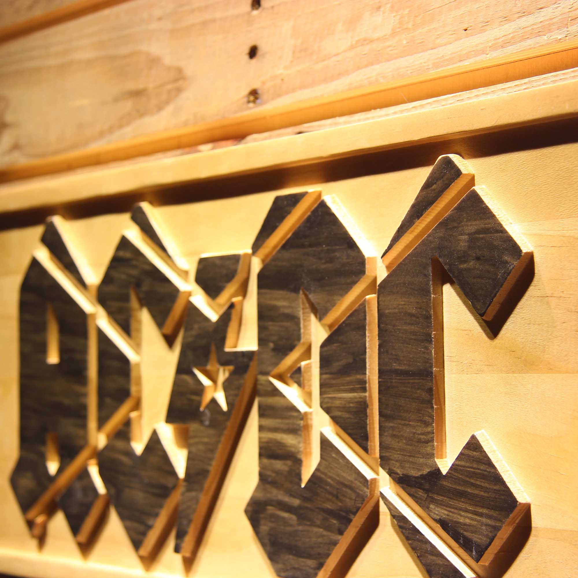 AC/DC 3D Wooden Engrave Sign