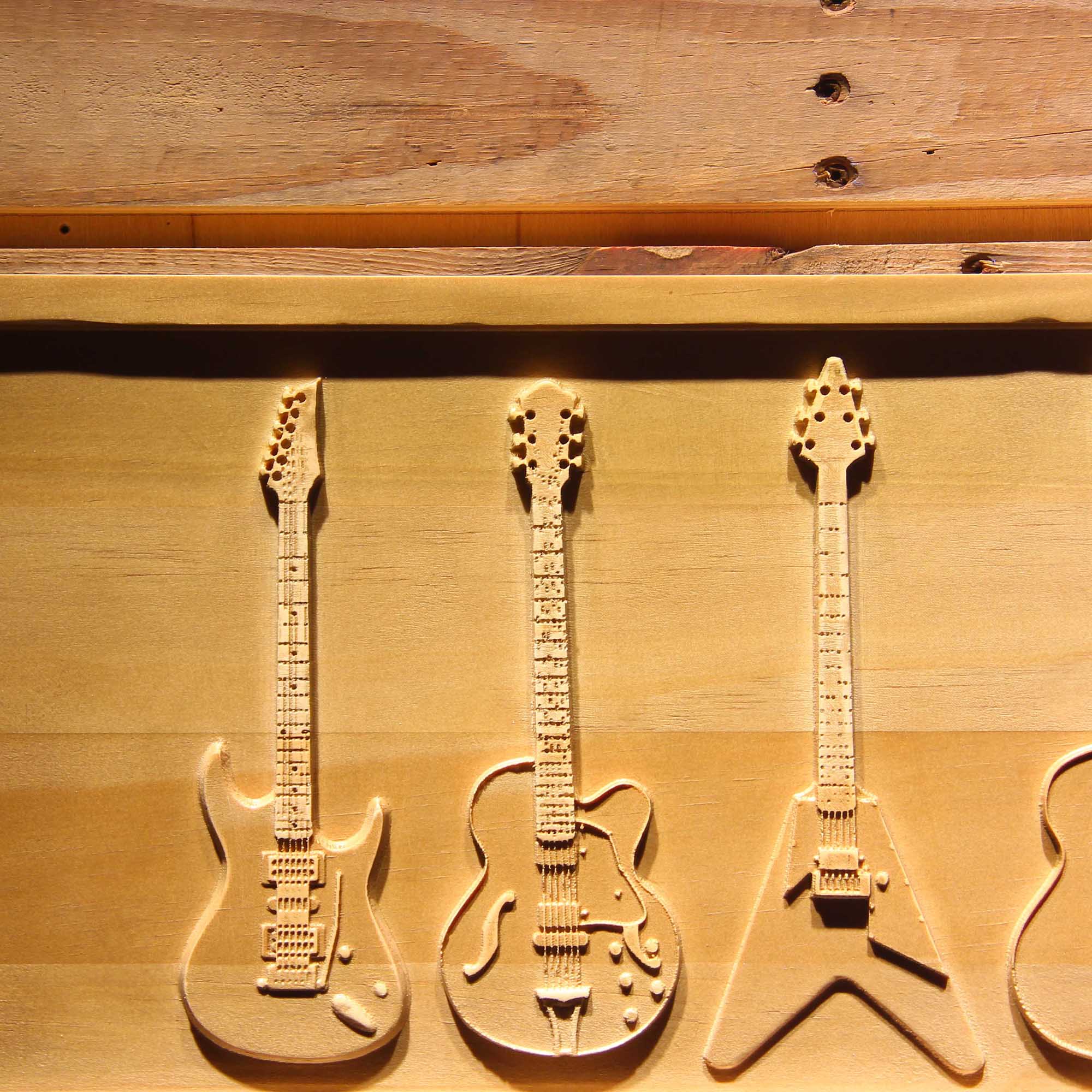 Guitar Weapons Band Room 3D Wooden Engrave Sign