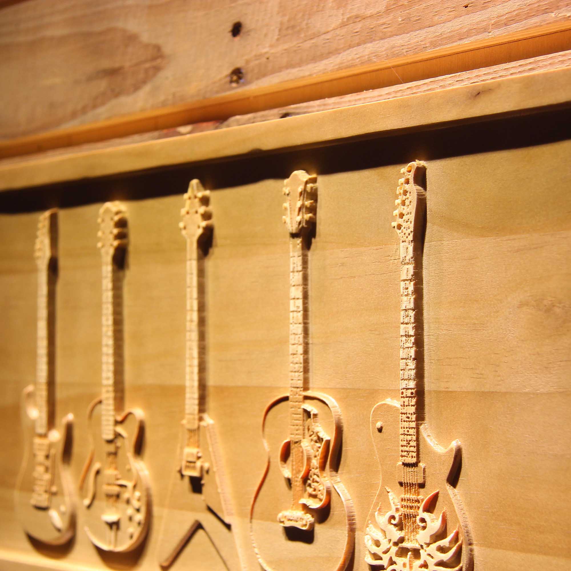 Guitar Weapons Band Room 3D Wooden Engrave Sign