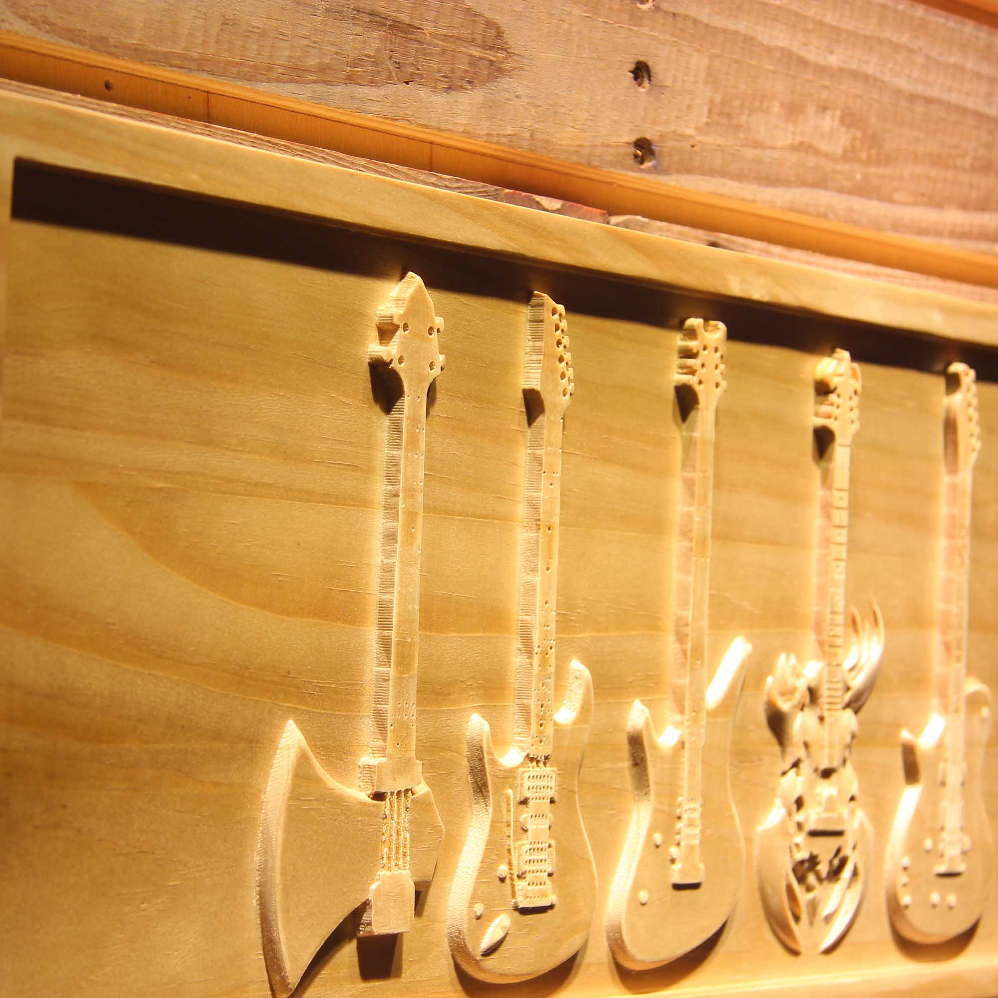 Guitar Weapons 3D Wooden Engrave Sign