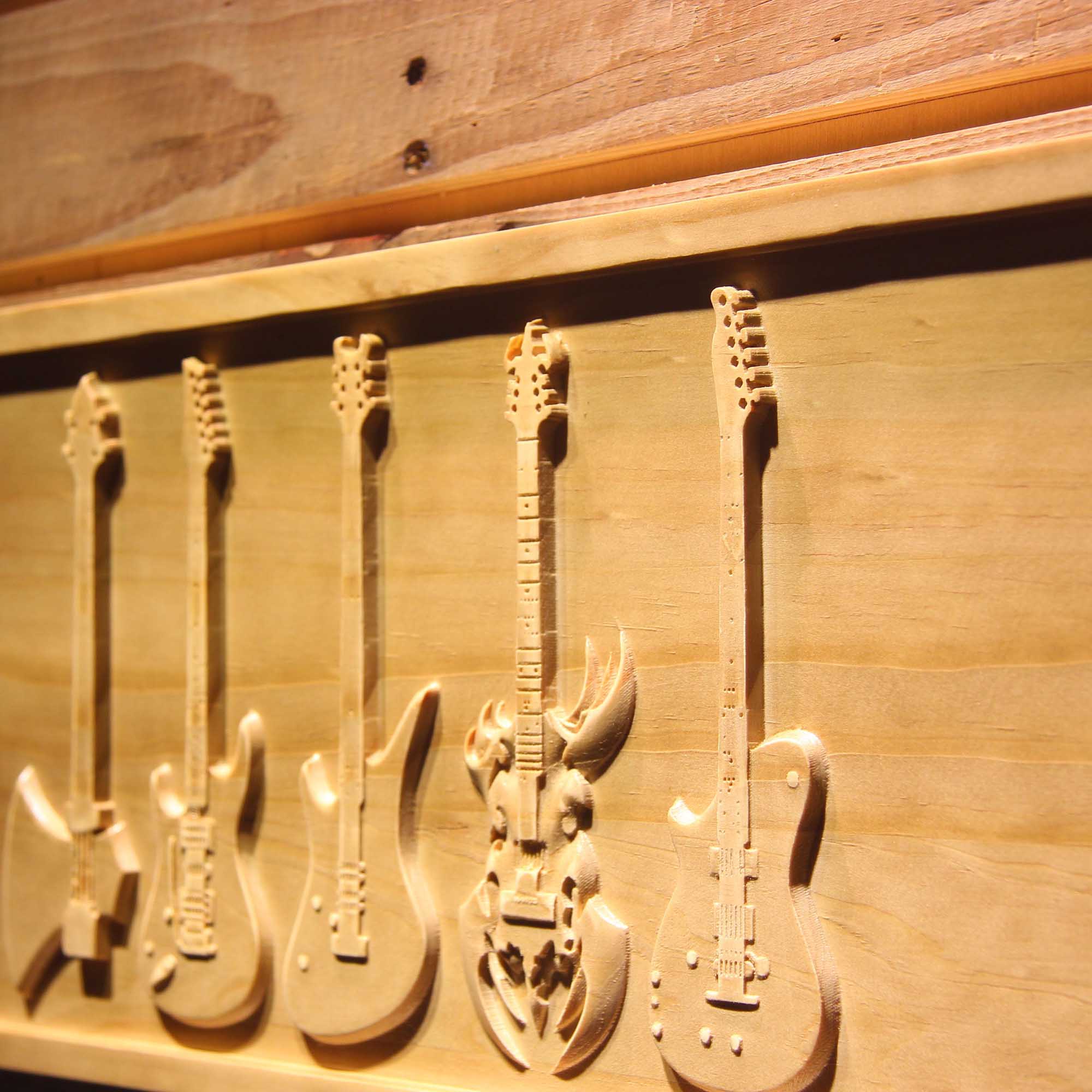 Guitar Weapons 3D Wooden Engrave Sign