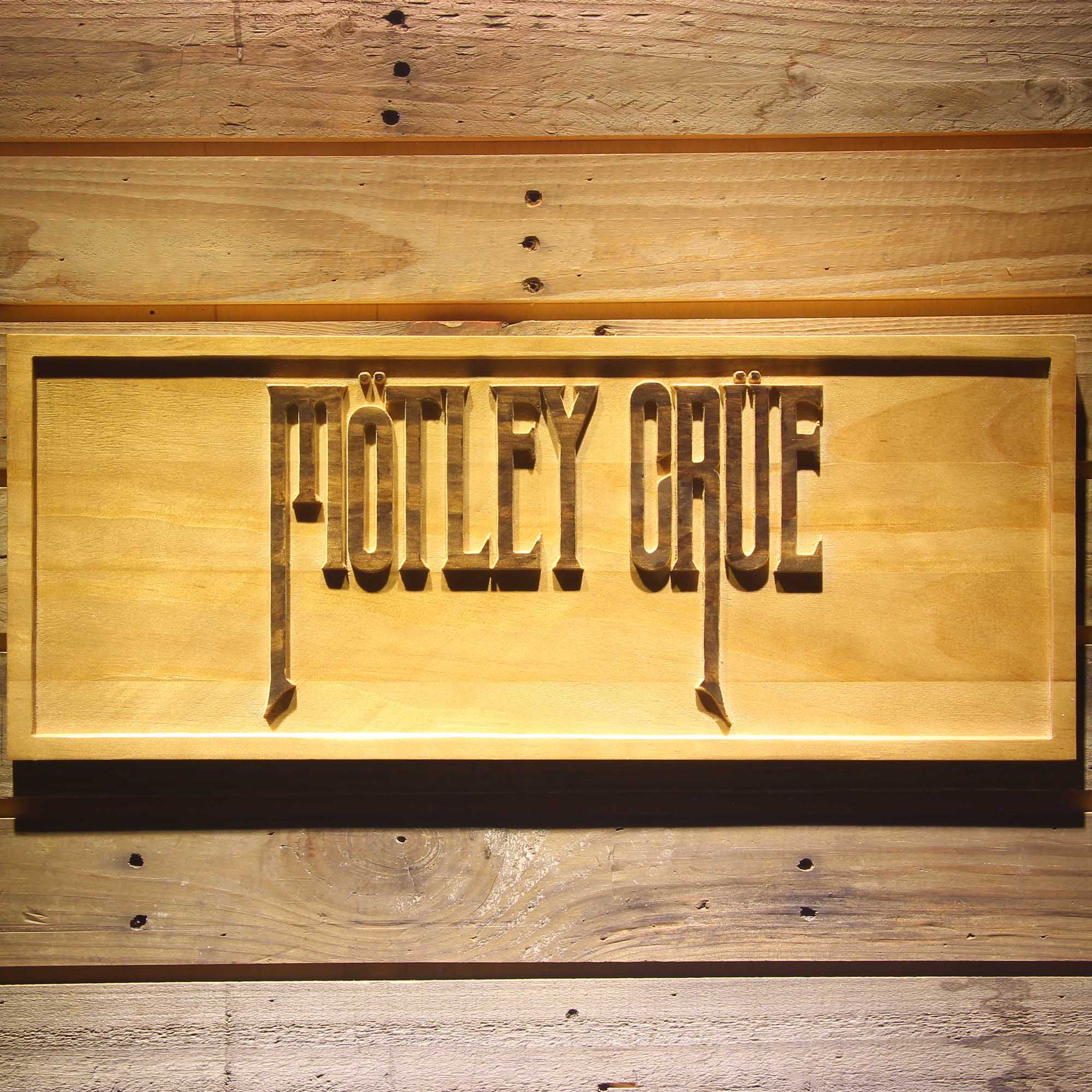 Motley Crue 3D Wooden Engrave Sign