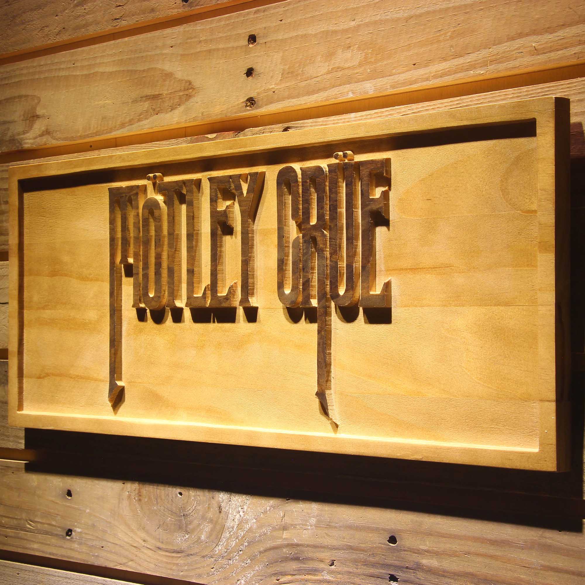 Motley Crue 3D Wooden Engrave Sign