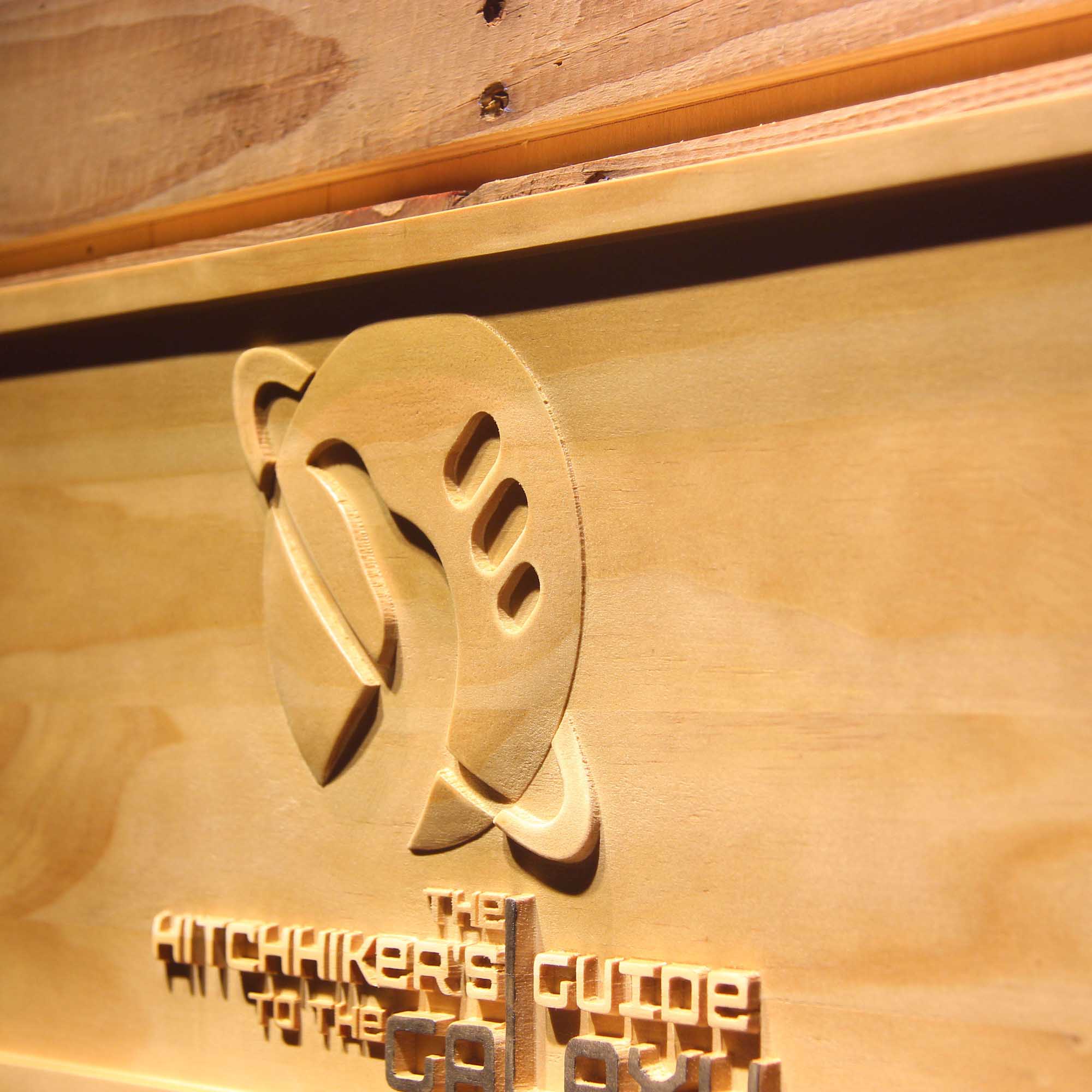 The Hitchhiker's Guide To The Galaxy 3D Wooden Engrave Sign