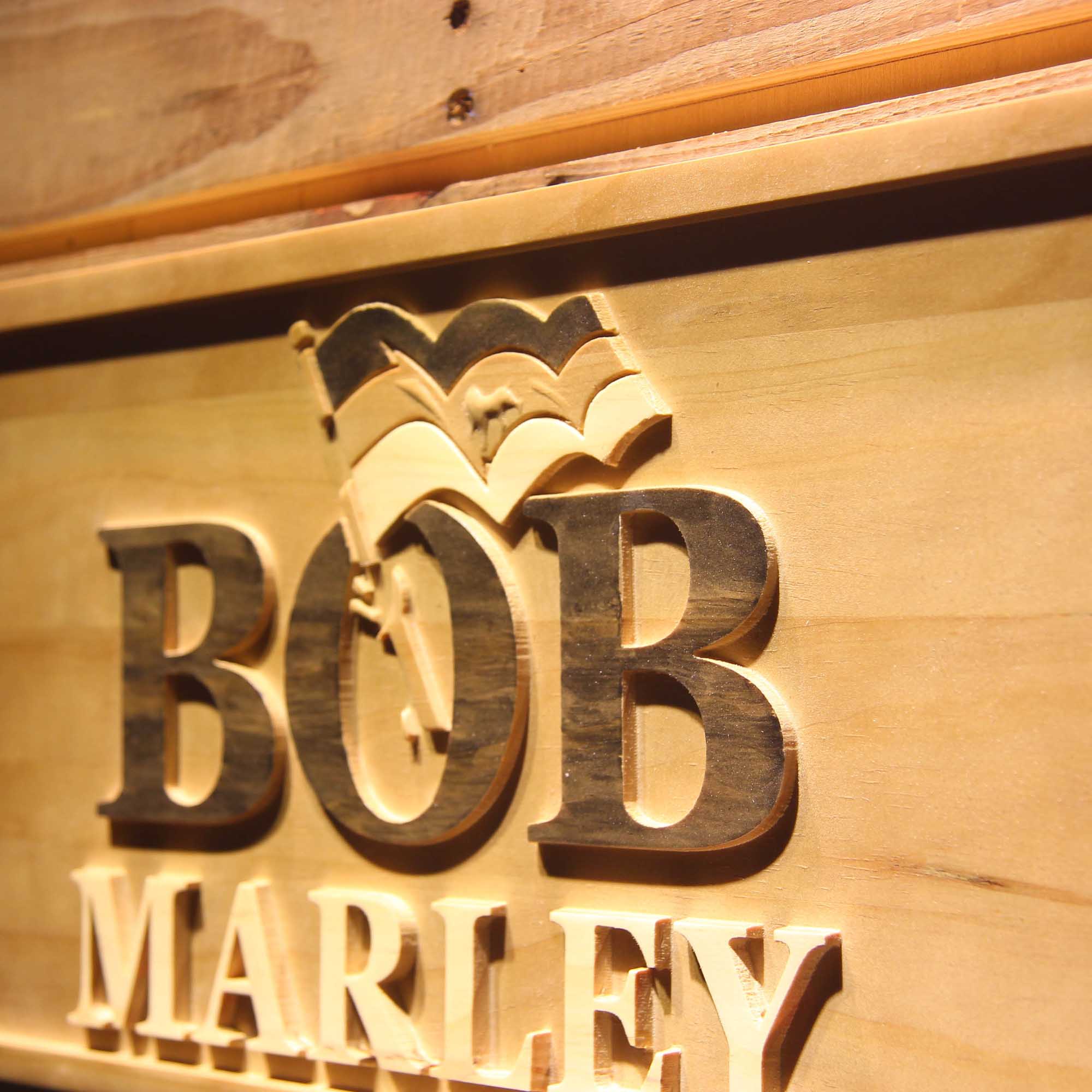 Bob Marley Music 3D Wooden Engrave Sign