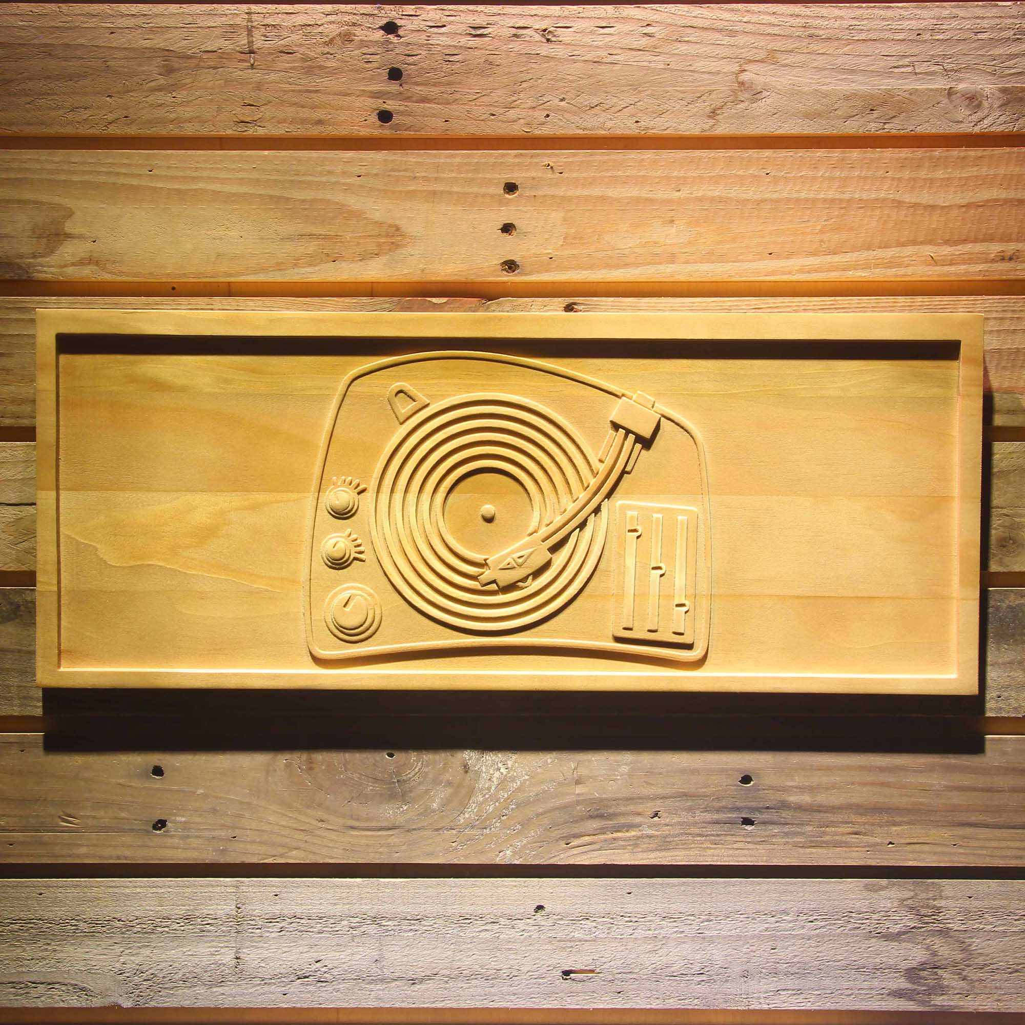 DJ Turntable Music 3D Wooden Engrave Sign