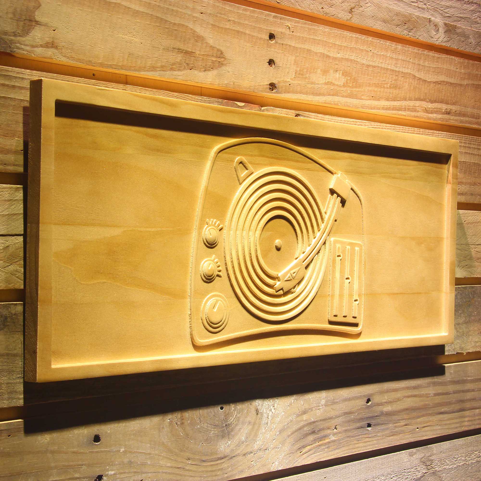 DJ Turntable Music 3D Wooden Engrave Sign