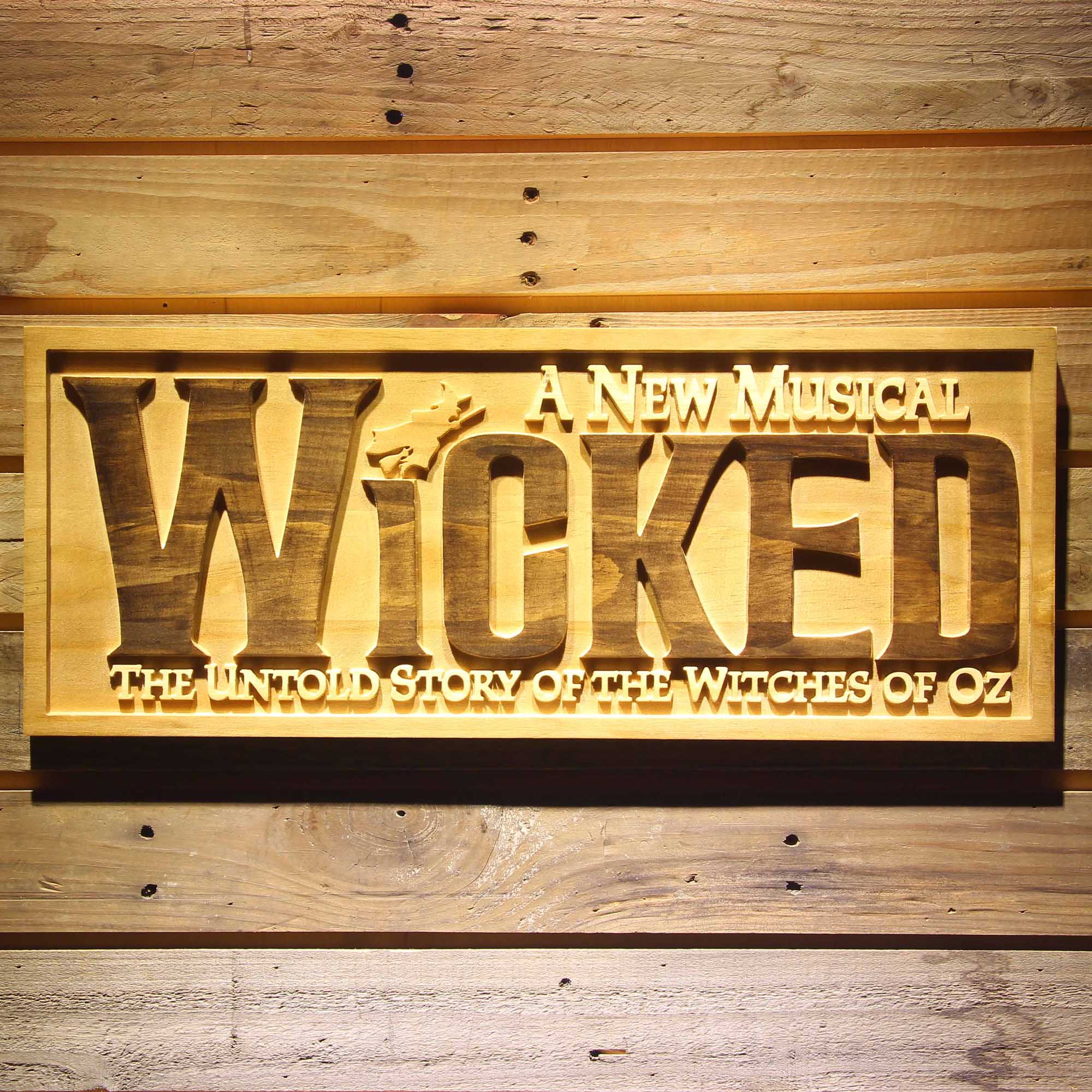 Wicked The Musical 3D Wooden Engrave Sign