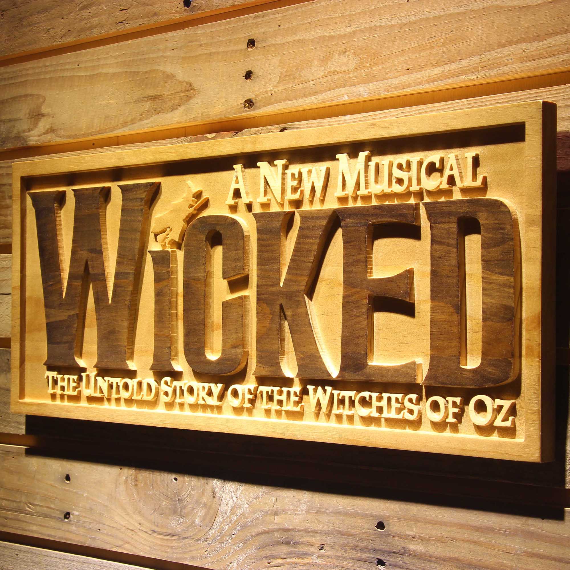 Wicked The Musical 3D Wooden Engrave Sign