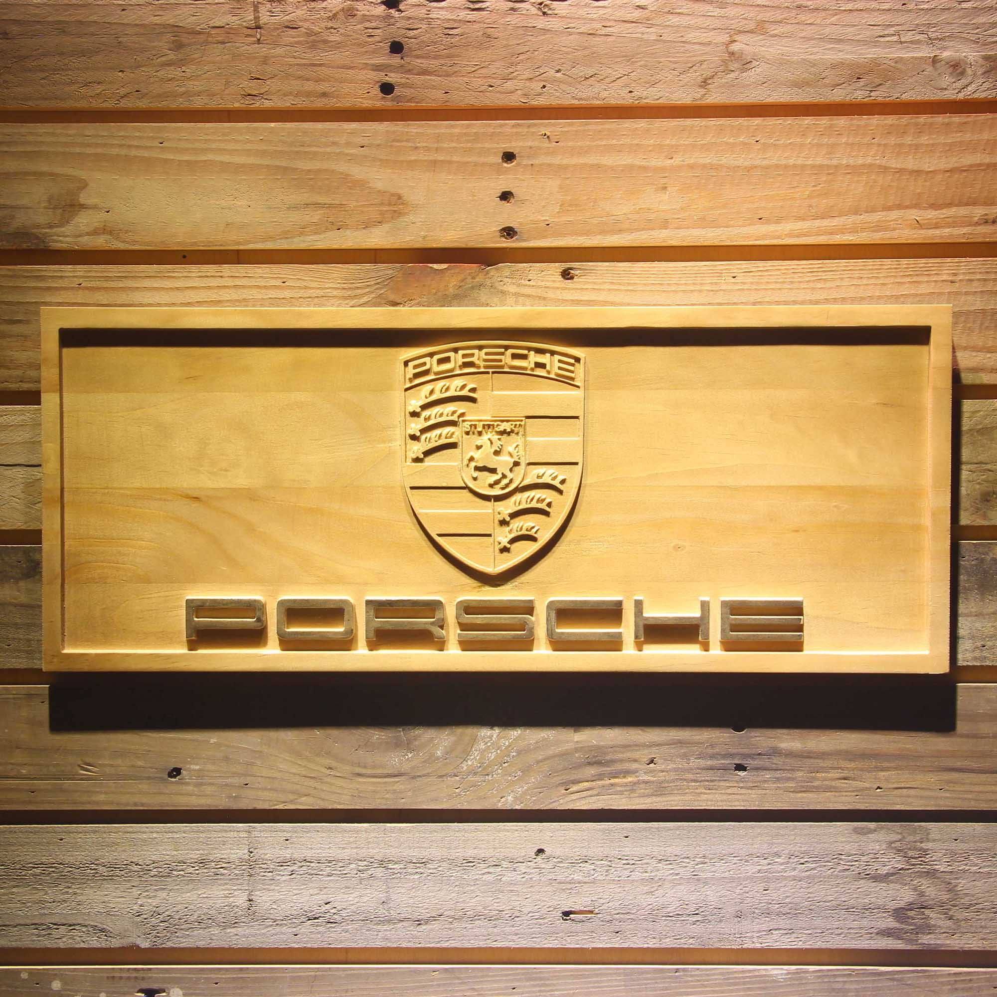 Porsche 3D Wooden Engrave Sign