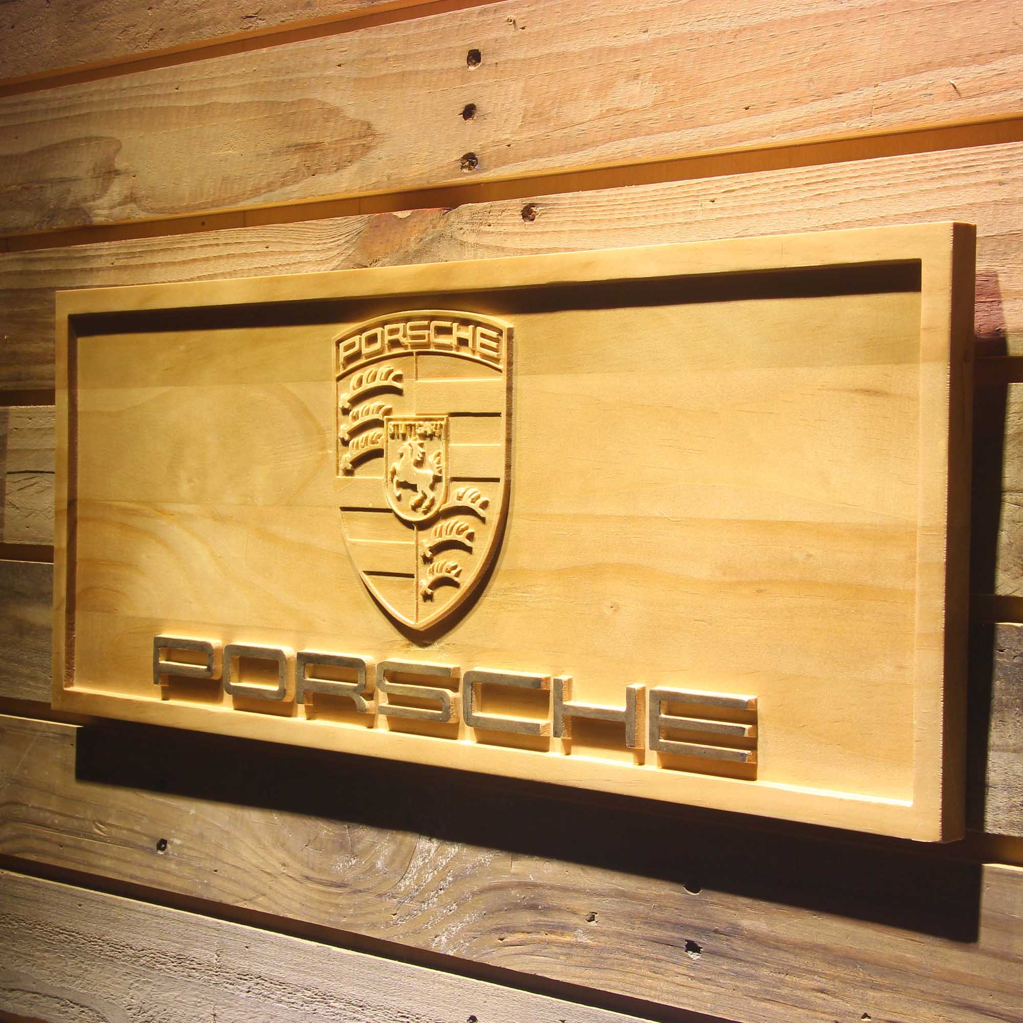 Porsche 3D Wooden Engrave Sign