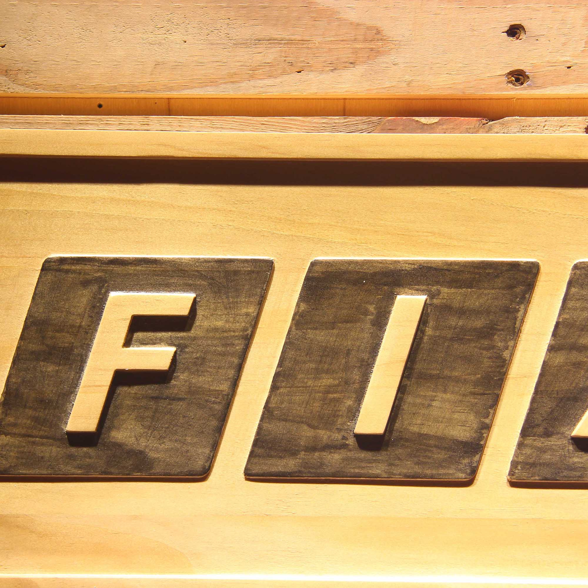 Fiat Automobiles 3D Wooden Engrave Sign