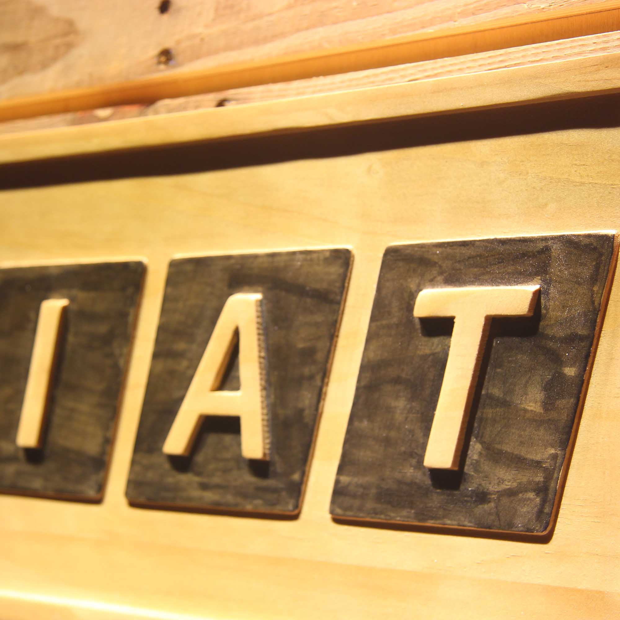 Fiat Automobiles 3D Wooden Engrave Sign