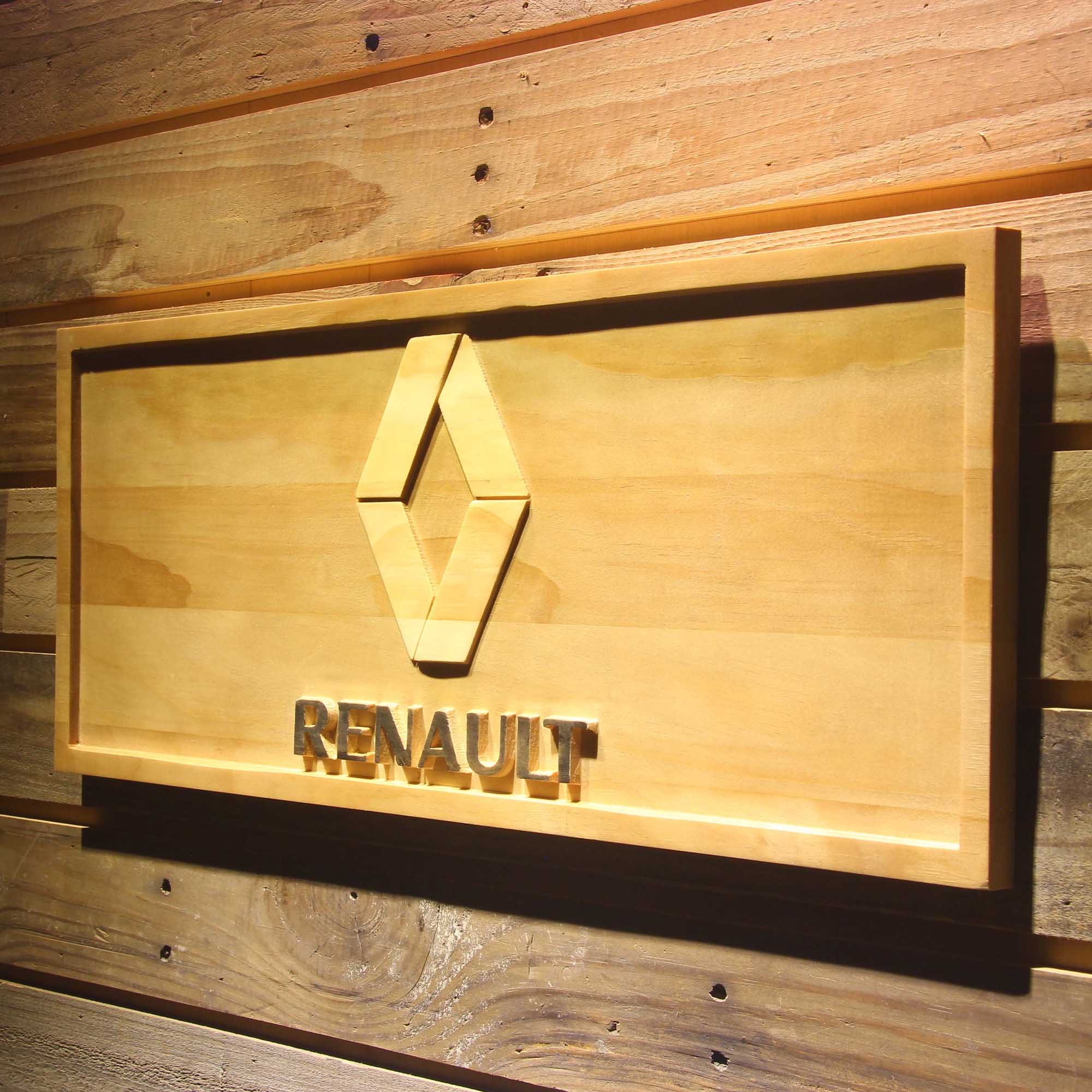 Renault 3D Wooden Engrave Sign